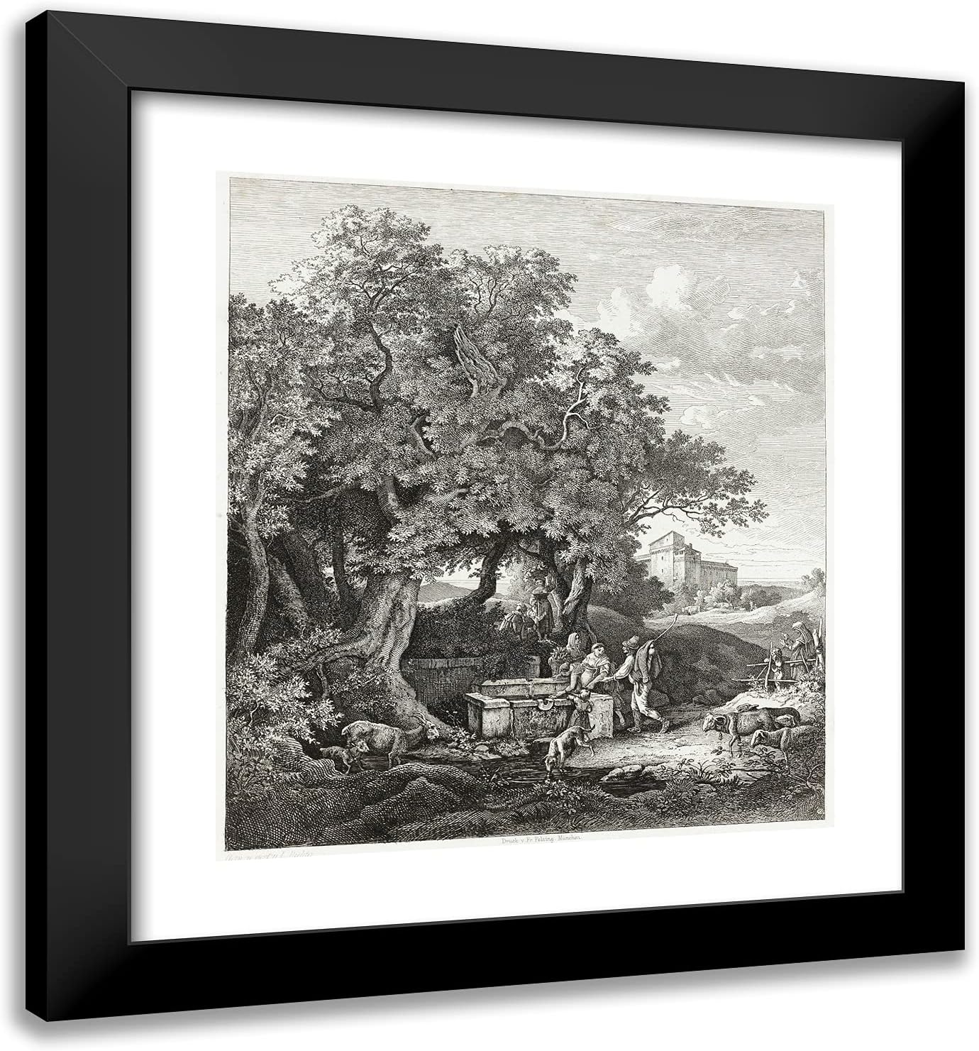 ArtDirect Adrian Ludwig Richter 20x22 Black Modern Framed Art Print Titled Grotta Ferrata