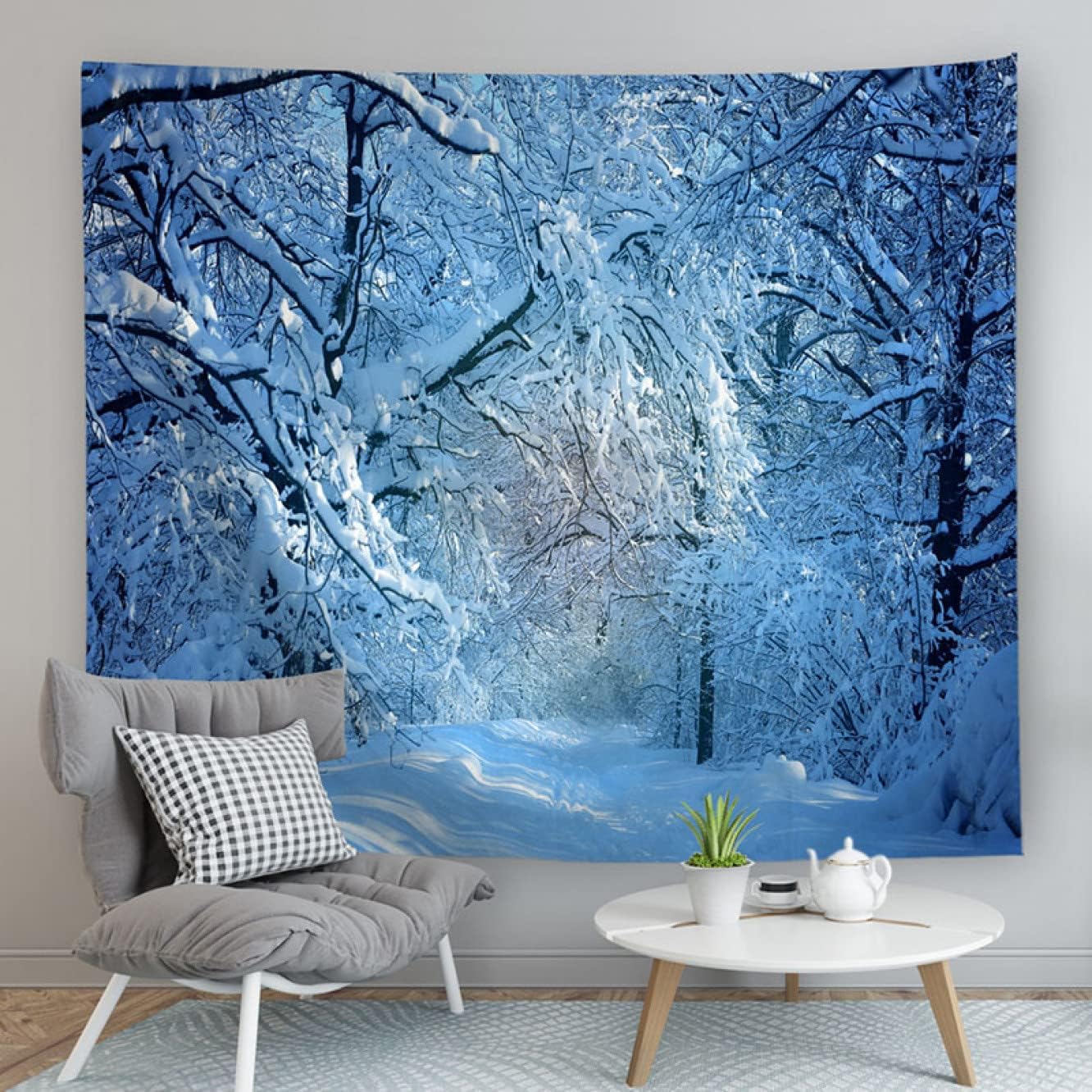 [KMBIGNK] タペストリー 冬 雪景色 北欧 森 自然風景 230X180 飾り 飾り付け 飾り用 装飾用 インテリア 雑貨