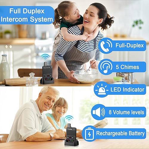 Miniatura 2 de ChunHee Sistema de intercomunicación inalámbrico dúplex completo para uso doméstico Sistema de intercomunicación bidireccional de 1000 pies de largo