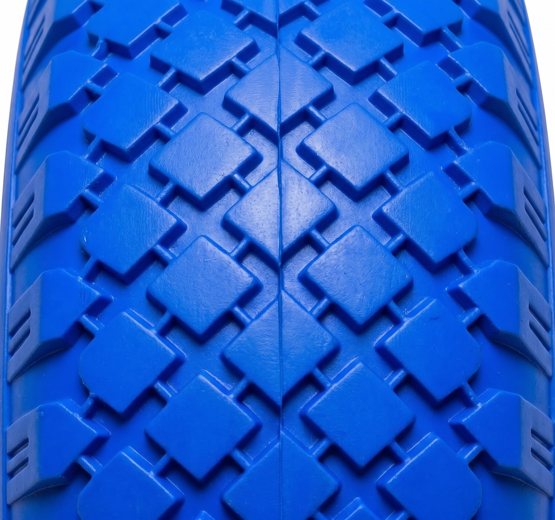 Sackkarrenrad 3.00-4 PU Pannensicher (4er Set) – Blaue Ersatzräder mit schwarzer Kunststofffelge – Vollgummi Reifen für Handwagen, Sackkarren & Bollerwagen – Unplattbar, blau/schwarz