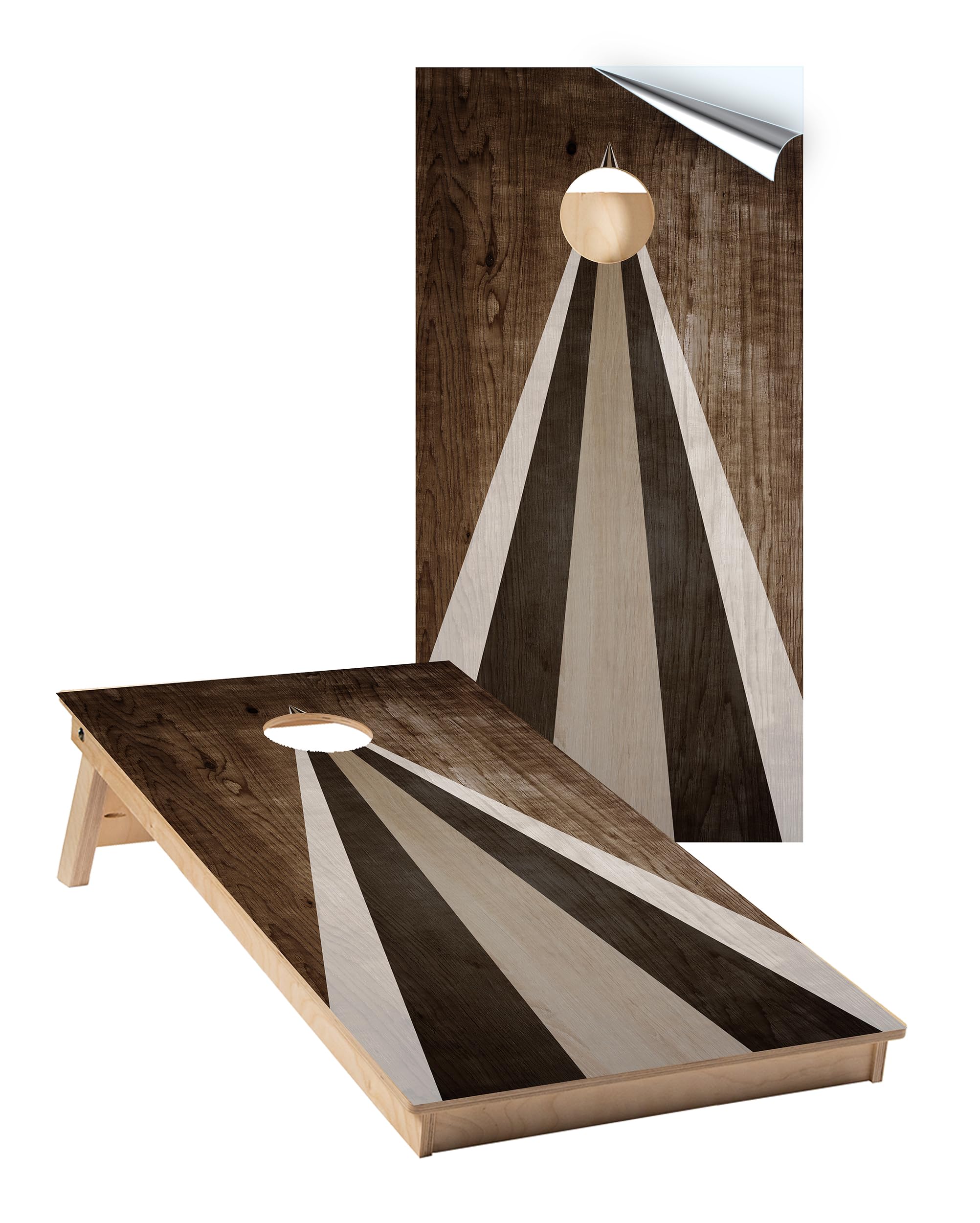 Cornhole Wraps 802 - Wood Design Cornhole Graphic Decal Wraps - Includes Application Squeegee - Set of (2) 25