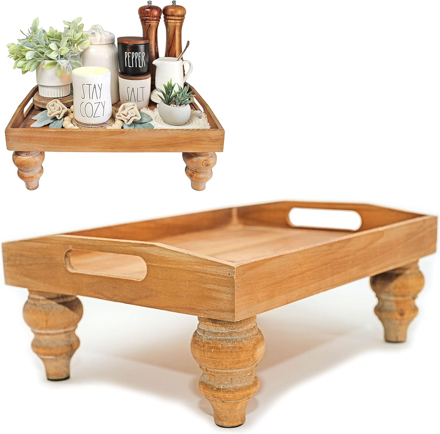 Rustic Wooden Decorative Tray 2 in 1 Vintage Farmhouse