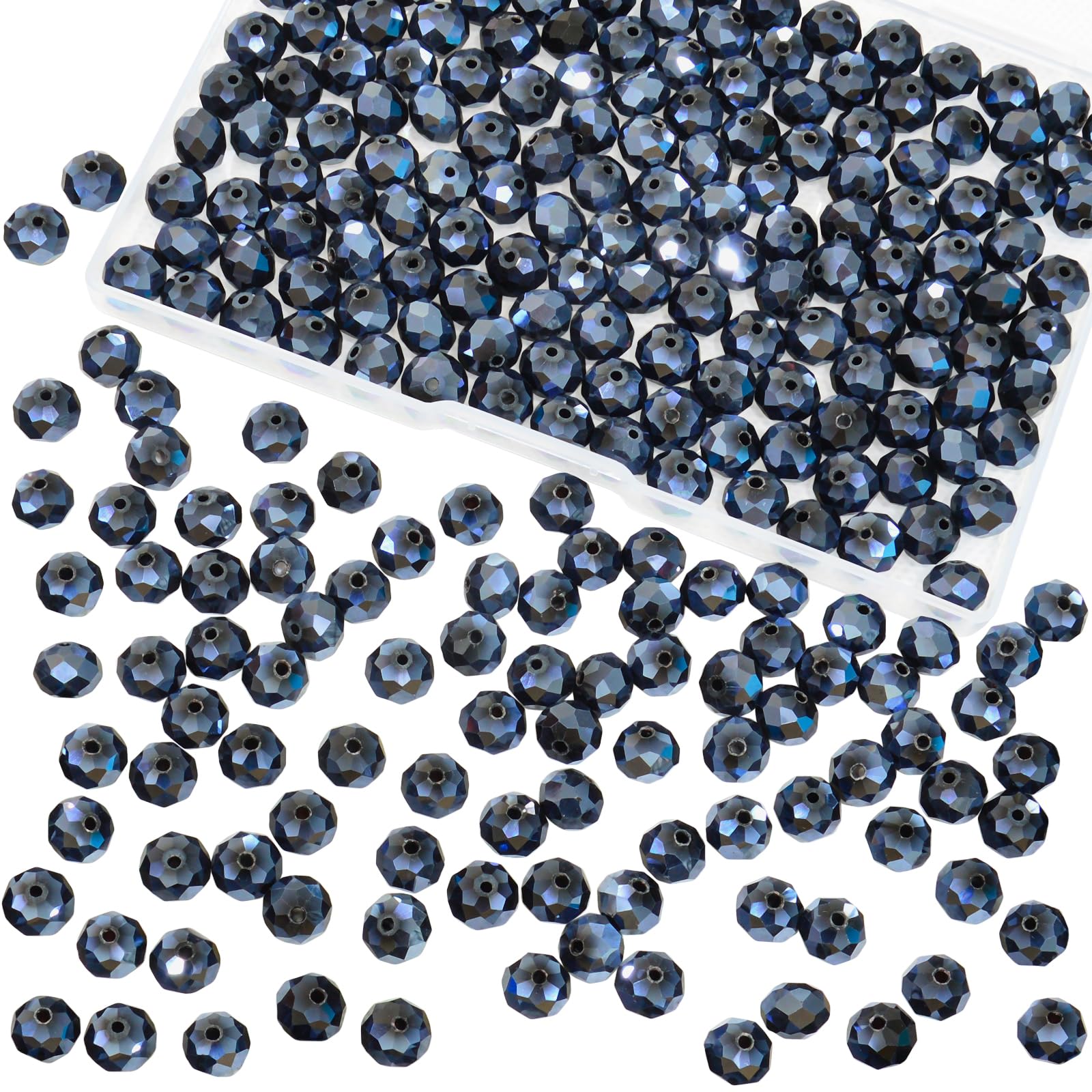 Laopottbeads 220Pcs 10mm Crystal Glass Beads for Jewelry Making Beads for Bracelets Necklace Pendants Making Supplies(Navy Blue) โ image 1