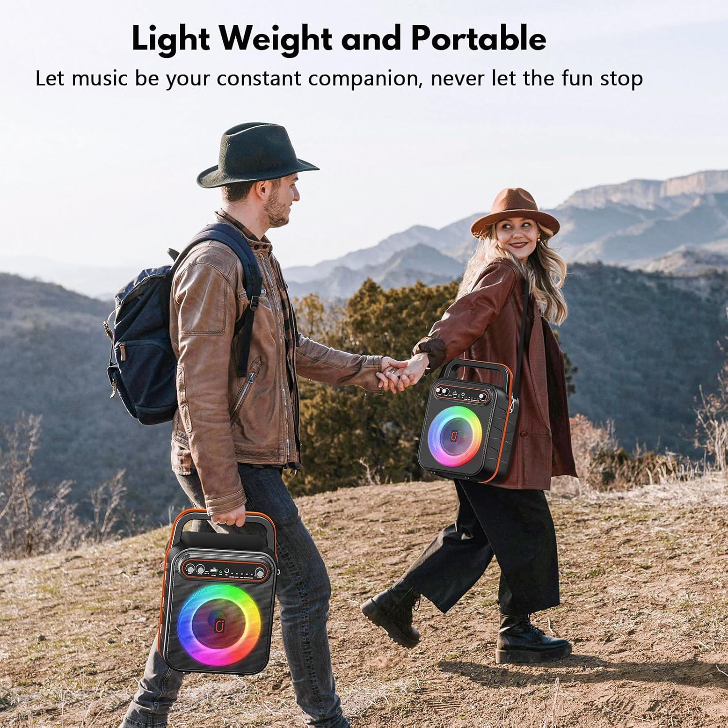 Karaoke Machine with 2 Wireless Microphones, Portable Bluetooth Speaker for Adults & Kids with RGB Light PA System Treble & Bass, Support TWS/USB/AUX/TF Card/REC, Supply for Home Party Outdoors - Image 9