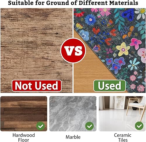 Vista 16 de Tapete para silla de oficina para suelo de madera dura y azulejos, tapete bohemio floral de 36 x 48 pulgadas para silla de computadora de oficina