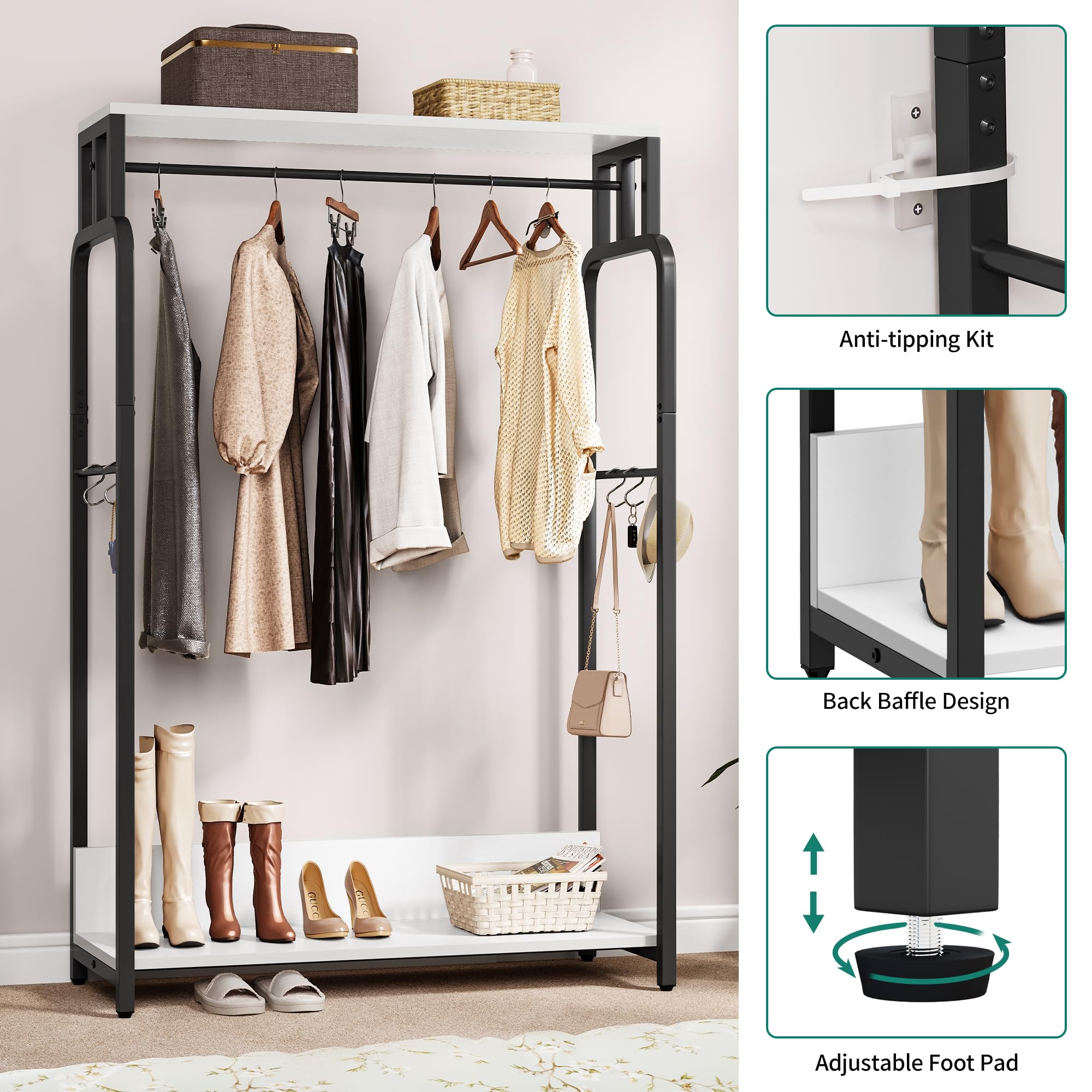 YITAHOME Porte-Manteau Industriel Avec Banc & Étagère Chaussures - 4 En 1, Entrée, Couloir, Salon, Stable & Facile à Monter