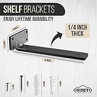 Vista 3 de Heavy Duty Floating Shelf Bracket (6 inch-6 Pack) with (1/4”-Thick) Metal Black, Holds 160+lb, Powder Coated, Complete Mounting Hardware, Easy