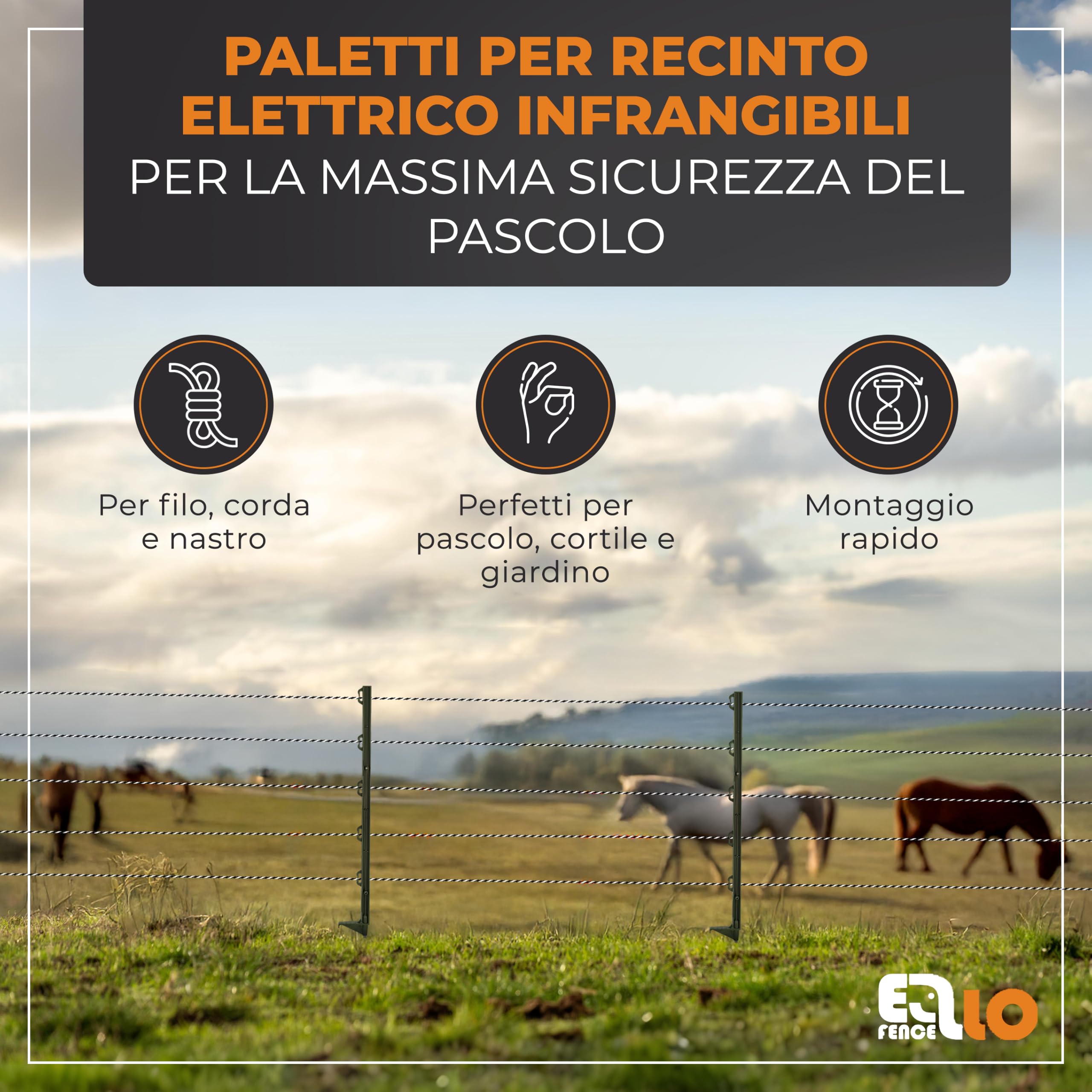 20 pali recinto elettrico con puntale zincato e pedale | Modello robusto
