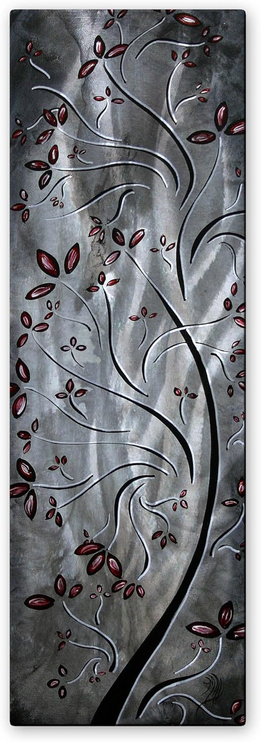 8X24 Megan Duncanson 'Silver Tree' abstract metal wall art, modern home