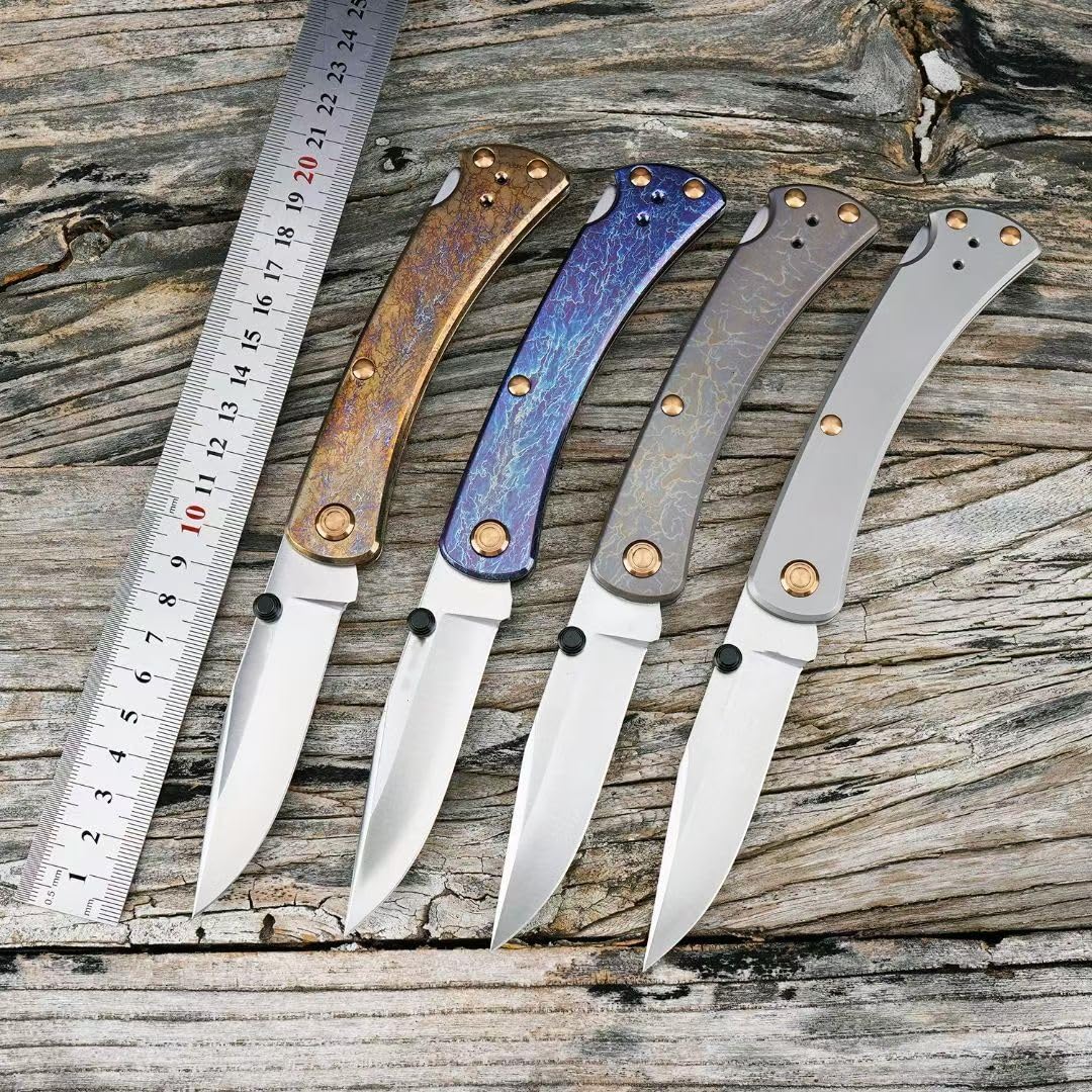 Klappmesser: Klinge aus S45VN, Griff aus Titan, Gesamtlänge 21,5 cm, Härtegrad 58 HRC, geeignet für Camping und Outdoor-Aktivitäten (D)