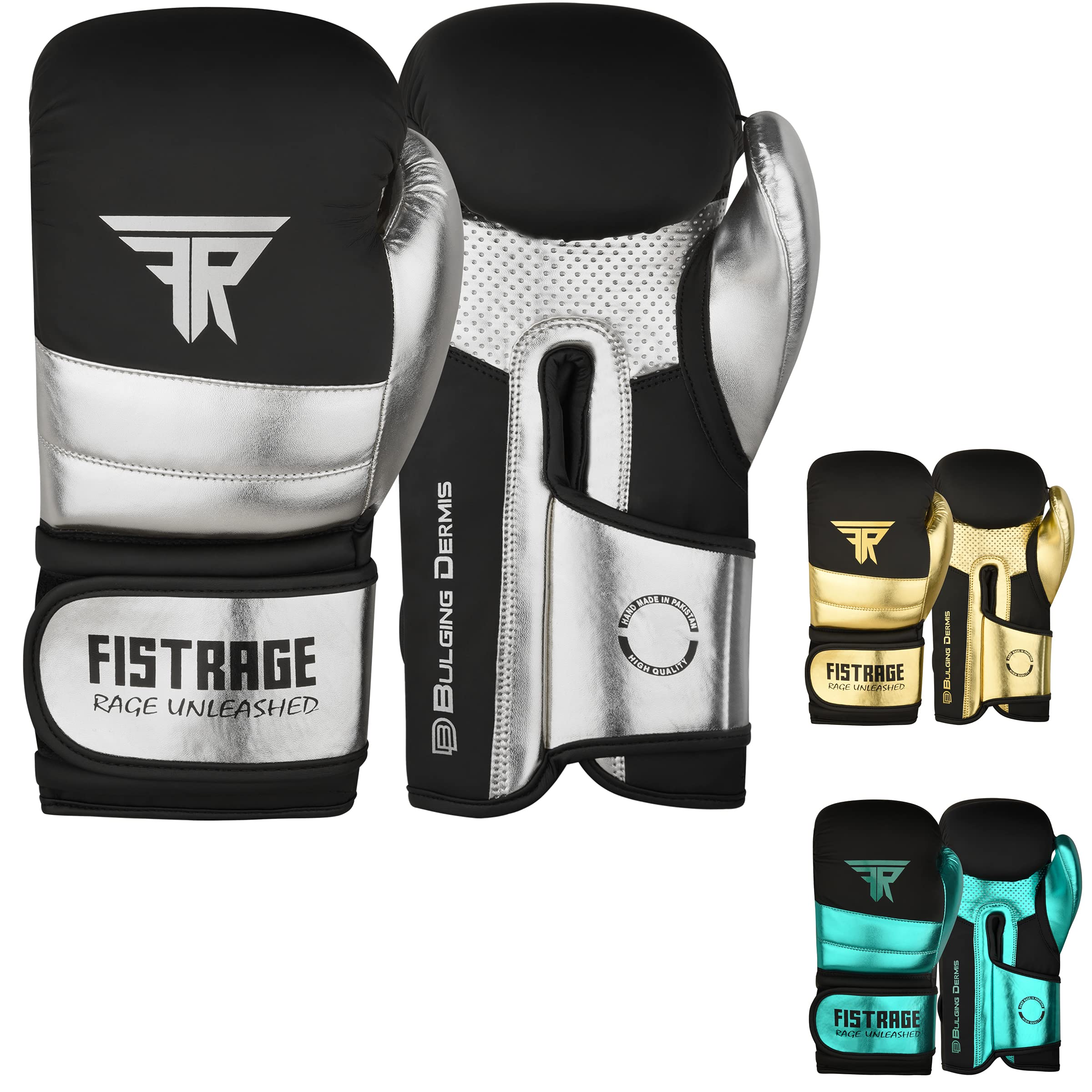 FISTRAGE - Guantoni da boxe in pelle metallizzata, per MMA, Muay Thai, kick boxing, sparring, guanti da allenamento per uomini e donne
