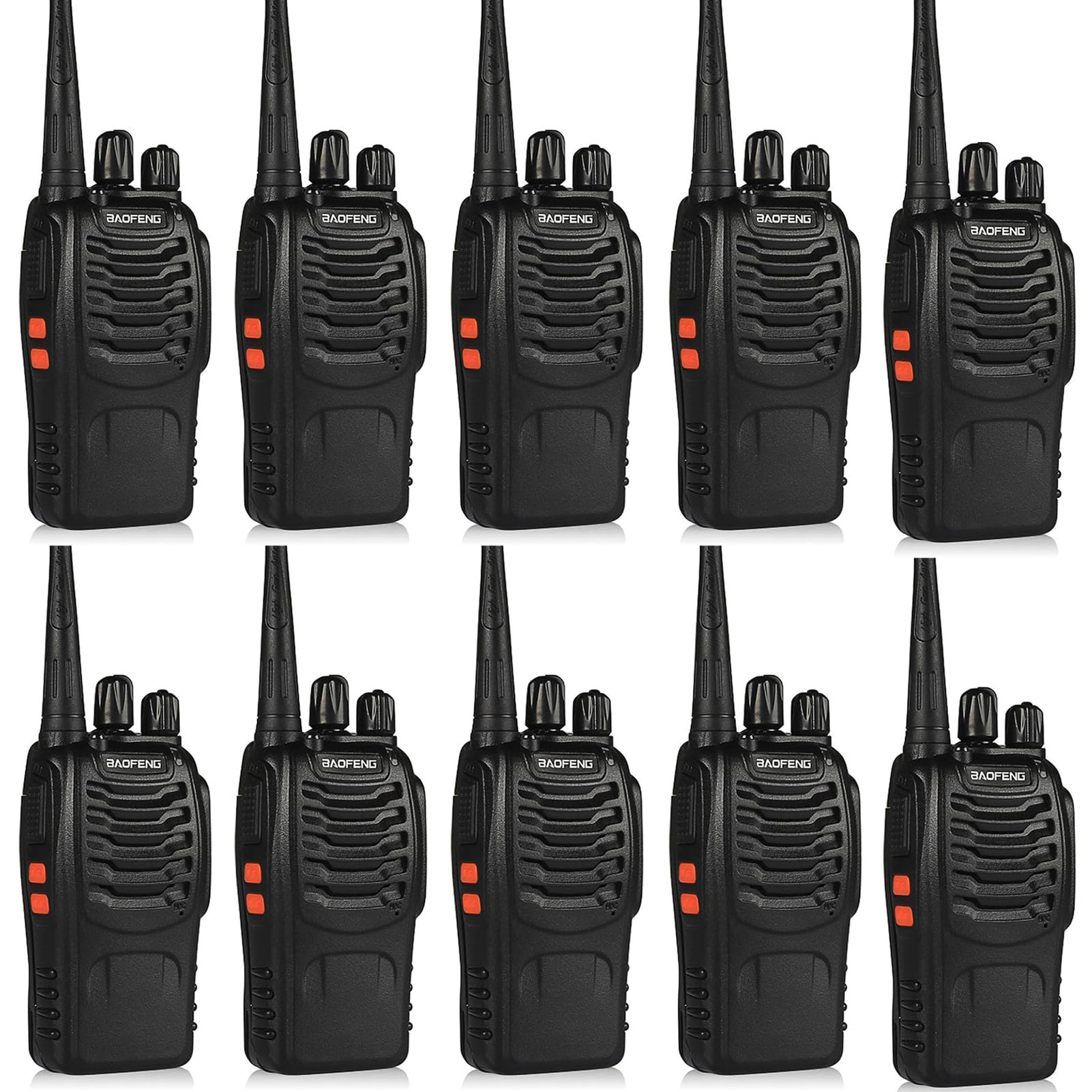 Walkie Talkies for Adults Long Range Baofeng BF-888S Professional Handheld 16 Channel Two Way Radio with Earpieces, Rechargeable Battery, Flashlight, Walky Talky for Family Hiking Skiing(10 Pack)