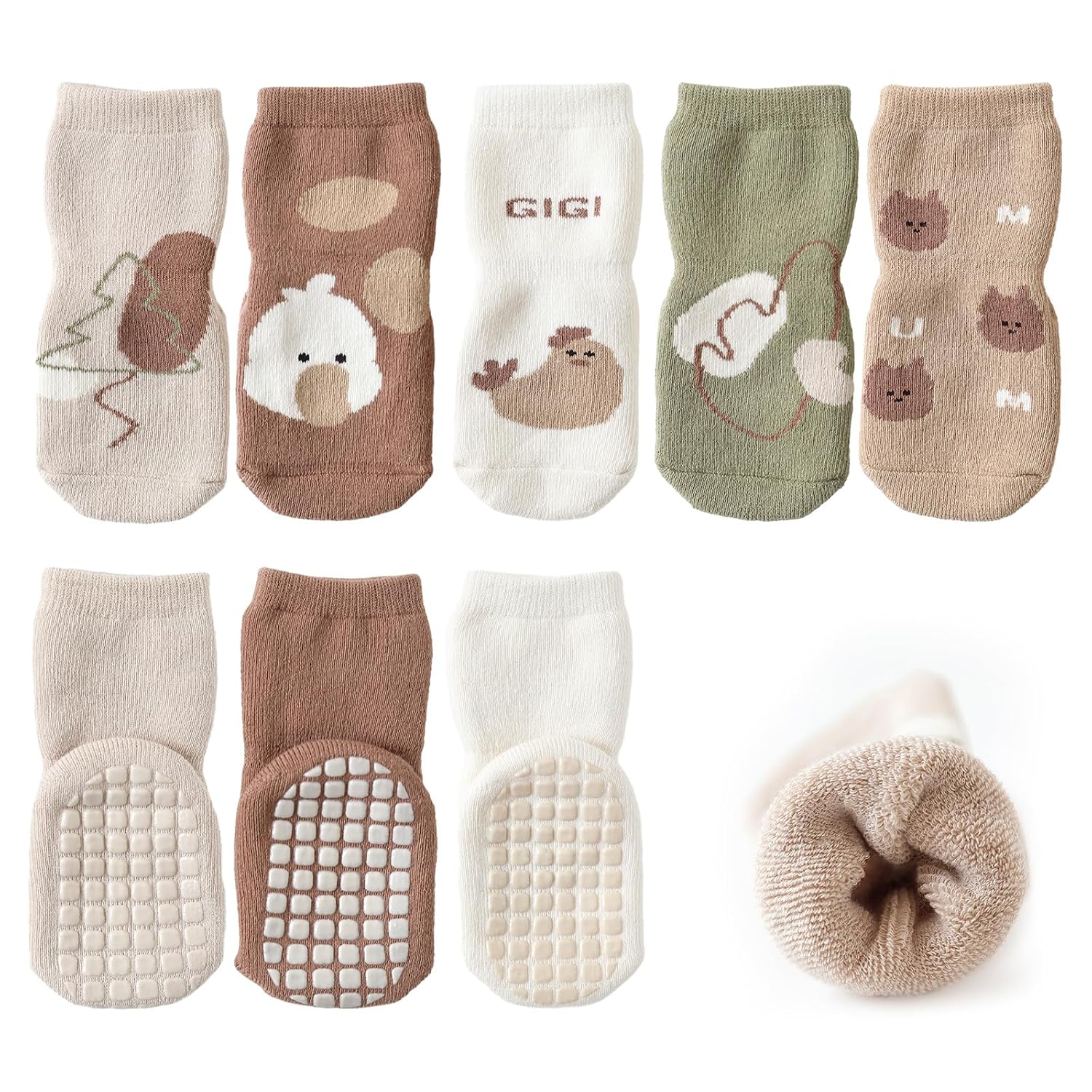Baby Socks Non-Slip, Toddler Socks with Grips, Cute Cartoon Baby Boy Girl Anti-Slip Socks, Soft Cotton Non-Skid Kids Floor...