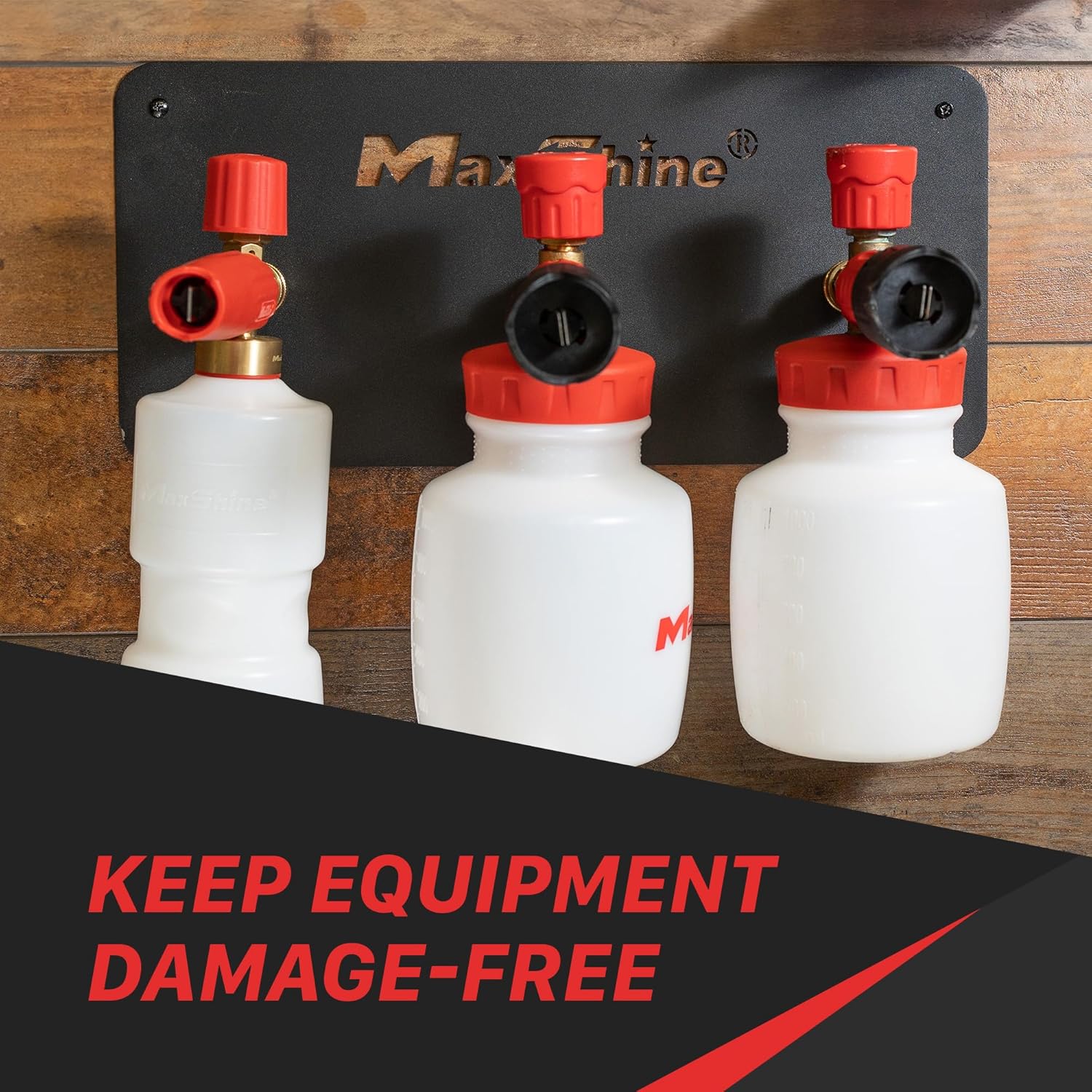 Maxshine 1/4" Universal Quick Connect Foam Cannon Holder (3 Cannons, Brand) – Wall-Mounted Organizer for Garage & Mobile Detailing – Holds Multiple Foam Cannons – Durable & Compatible Design