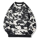 Mens Tie Dye Sweatshirt Jacquard Crewneck Sweatshirt Graphic Pullover Top
