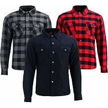 Mens Motorcycle Riding Flannel Shirt, Concealed Carry Jacket,CE Approved with Reinforced Aramid Fibers on Protected Areas