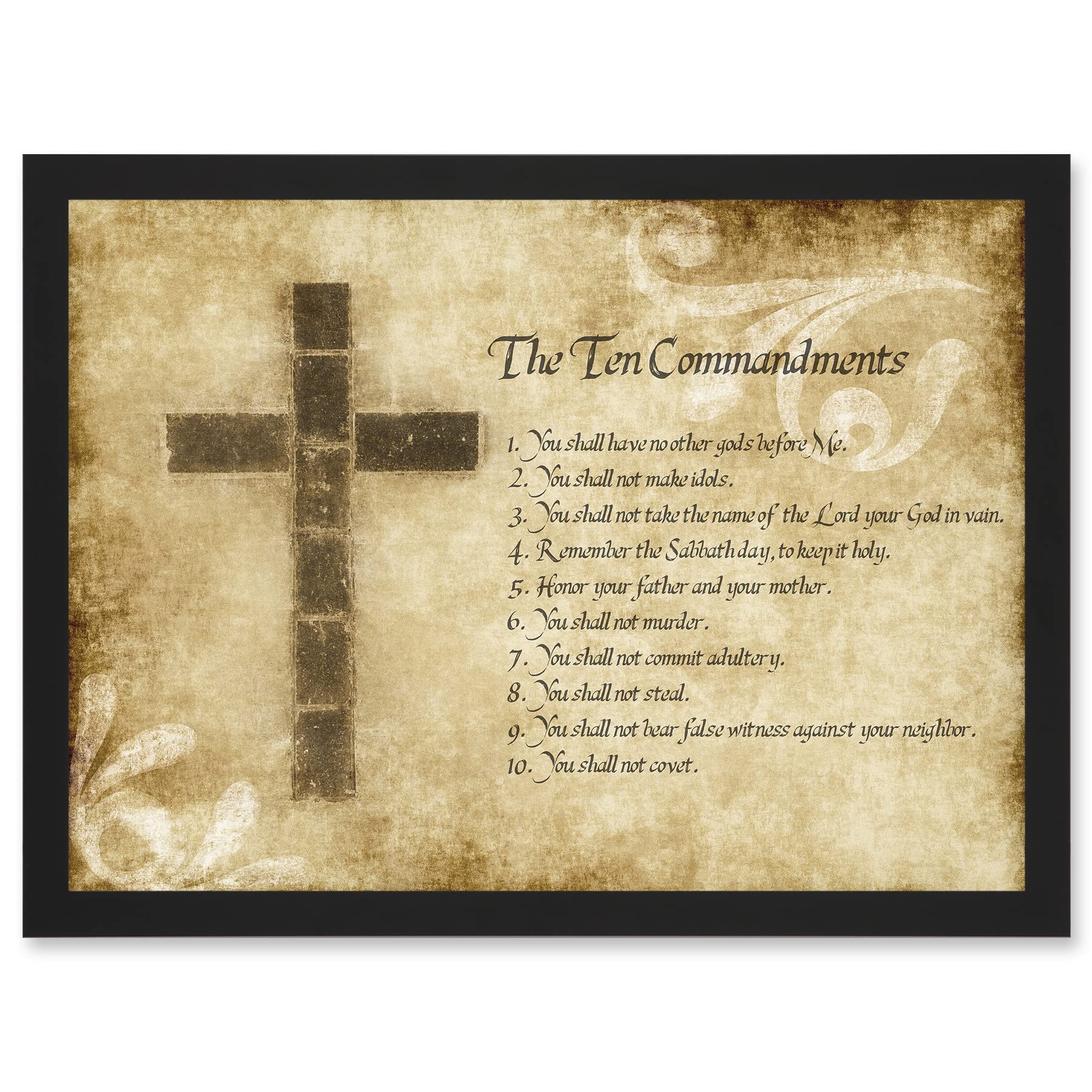 Artery8 Ten 10 Commandments Cross Christian Religious Quote Typography Wall Art PrintA4 Size from B&Q