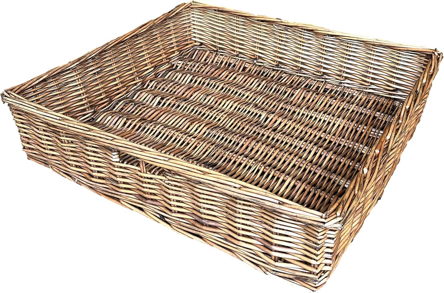 Arthur Cameron - Handcrafted Rectangular Wicker Storage Footstool Tray Woven Basket with Handle/Under Bed Basket - Perfect for Home Storage