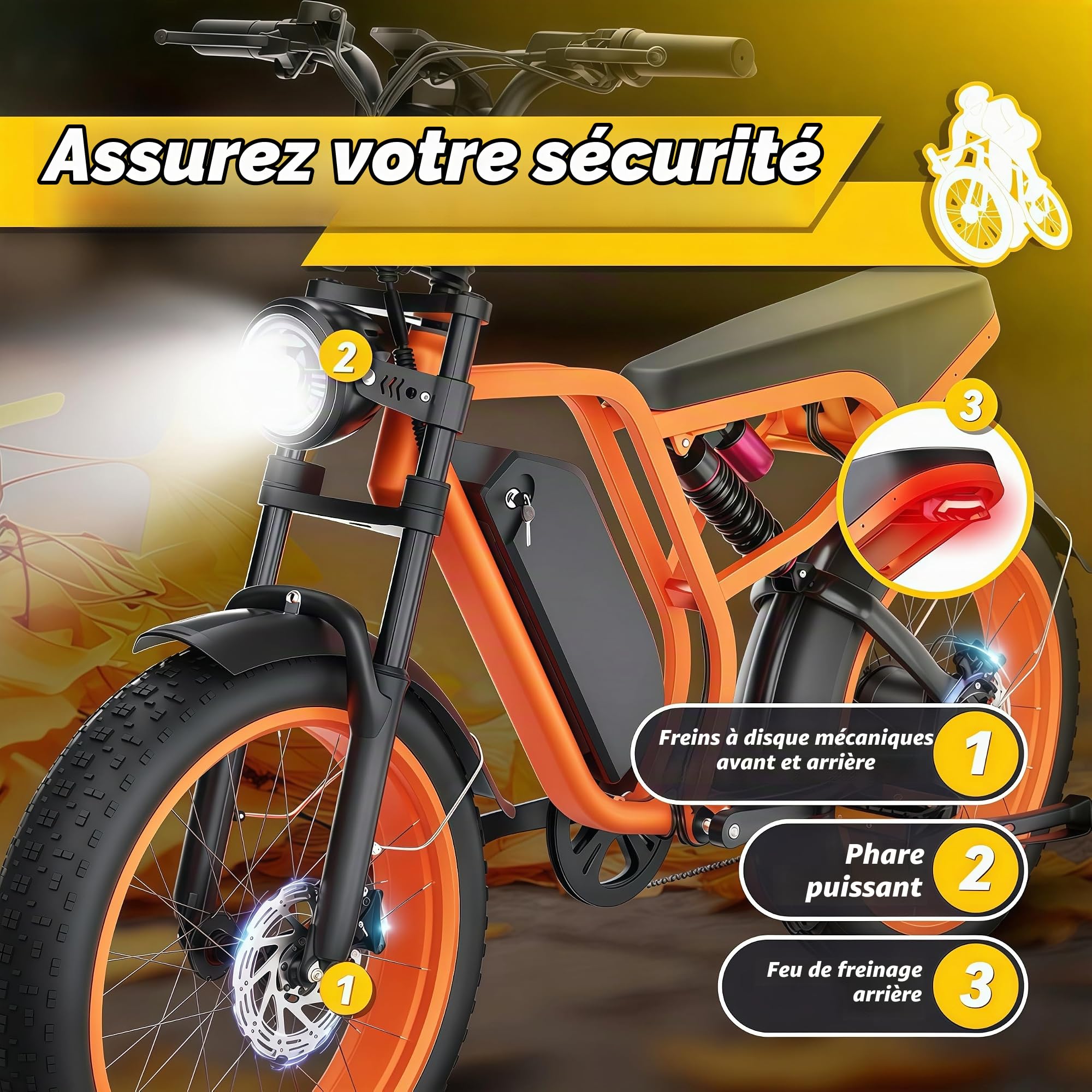 DEEPOWER Vélo Électrique Adulte, Batterie Amovible 48V/52V 20Ah, Jusqu'à 120 Km D'Autonomie, Moteur Brushless, Pneus Fat 20 Pouces, 7 Vitesses, Suspension Hydraulique, VTT Tout Terrain
