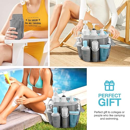 Miniatura 6 de Ndeno Cesta de ducha de malla portátil para dormitorio universitario, artículos esenciales de habitación, organizador de bolsa de ducha, bolsa