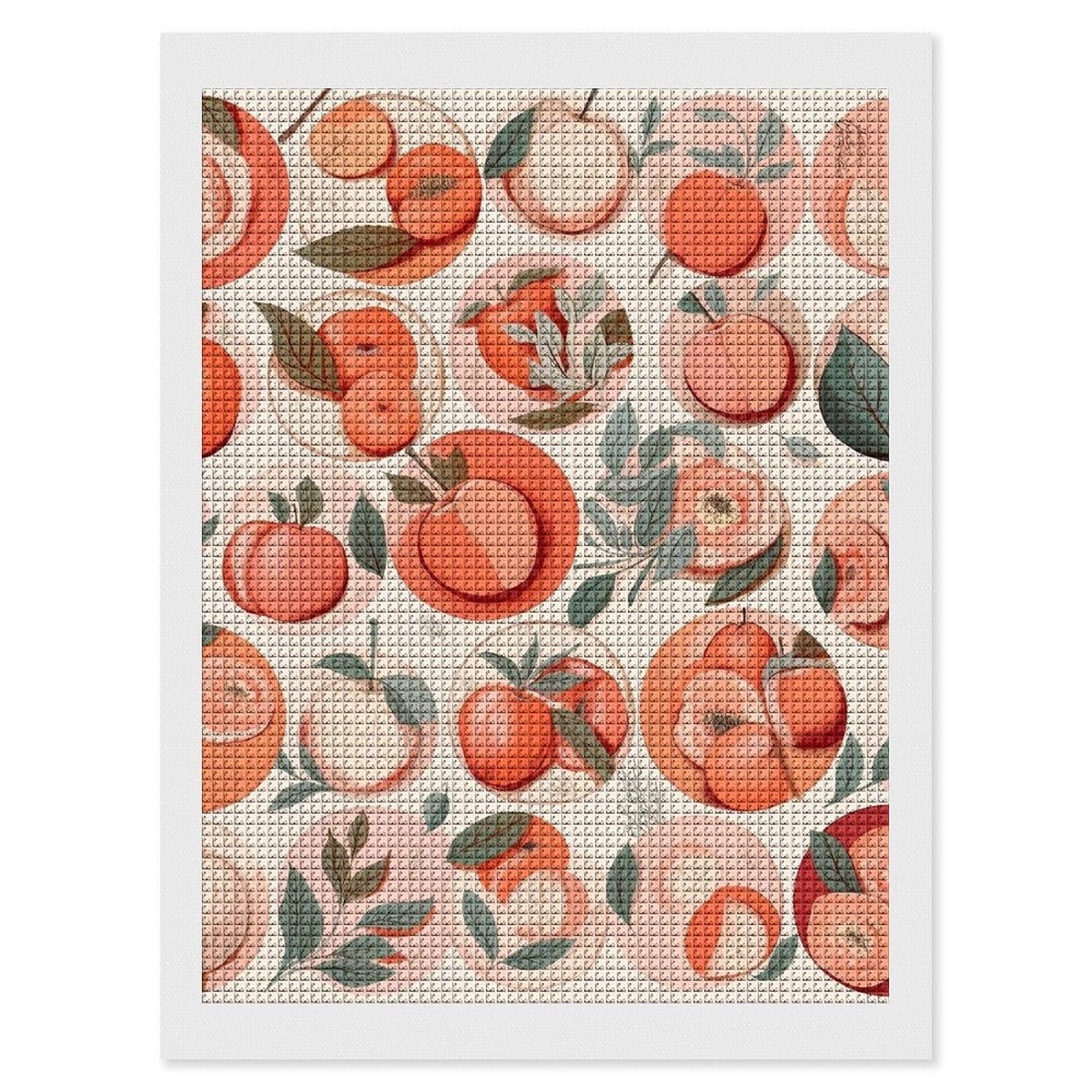 Round Peach Diamond Art Kits for Adults, DIY 5D Diamonds Painting Kits for Beginner, Round Full Drill Diamond Dots Painting, 12"x16" Diamonds Pictures Gem Art and Crafts Wall Decor