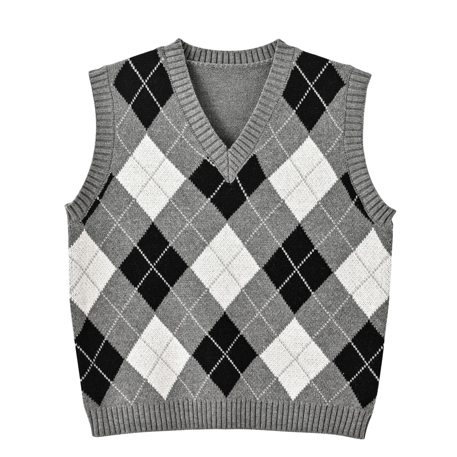 Women's Sweater Vest,Y2K Sleeveless Pattern Preppy Style Knitted Crop Tank Top for Girl