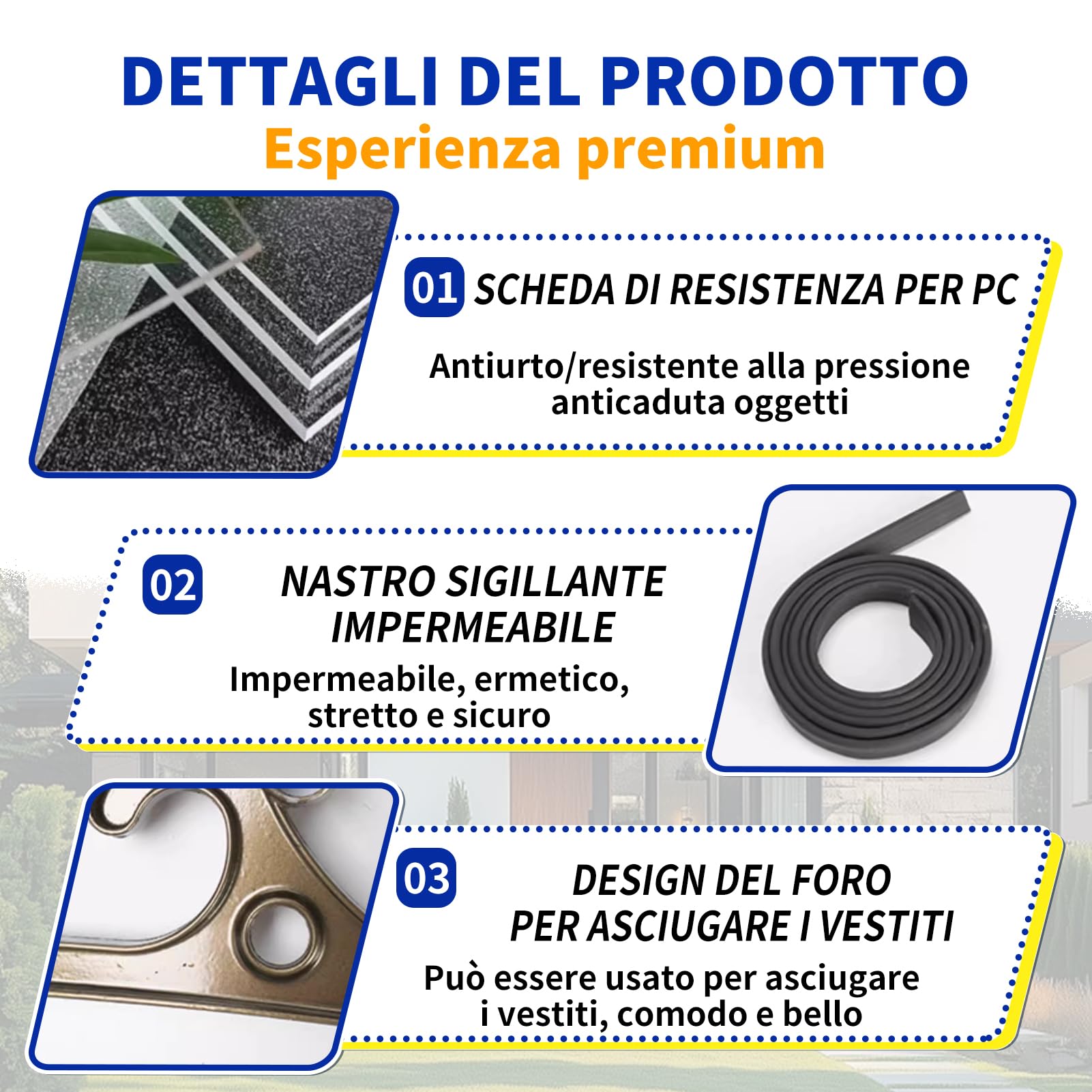 Pensilina Espandibile con Grondaia Grande, Tenda da Sole per Porta Esterna, Montaggio Silenzioso e Rapido, per Patio, Balcone, Esterni60x290cm