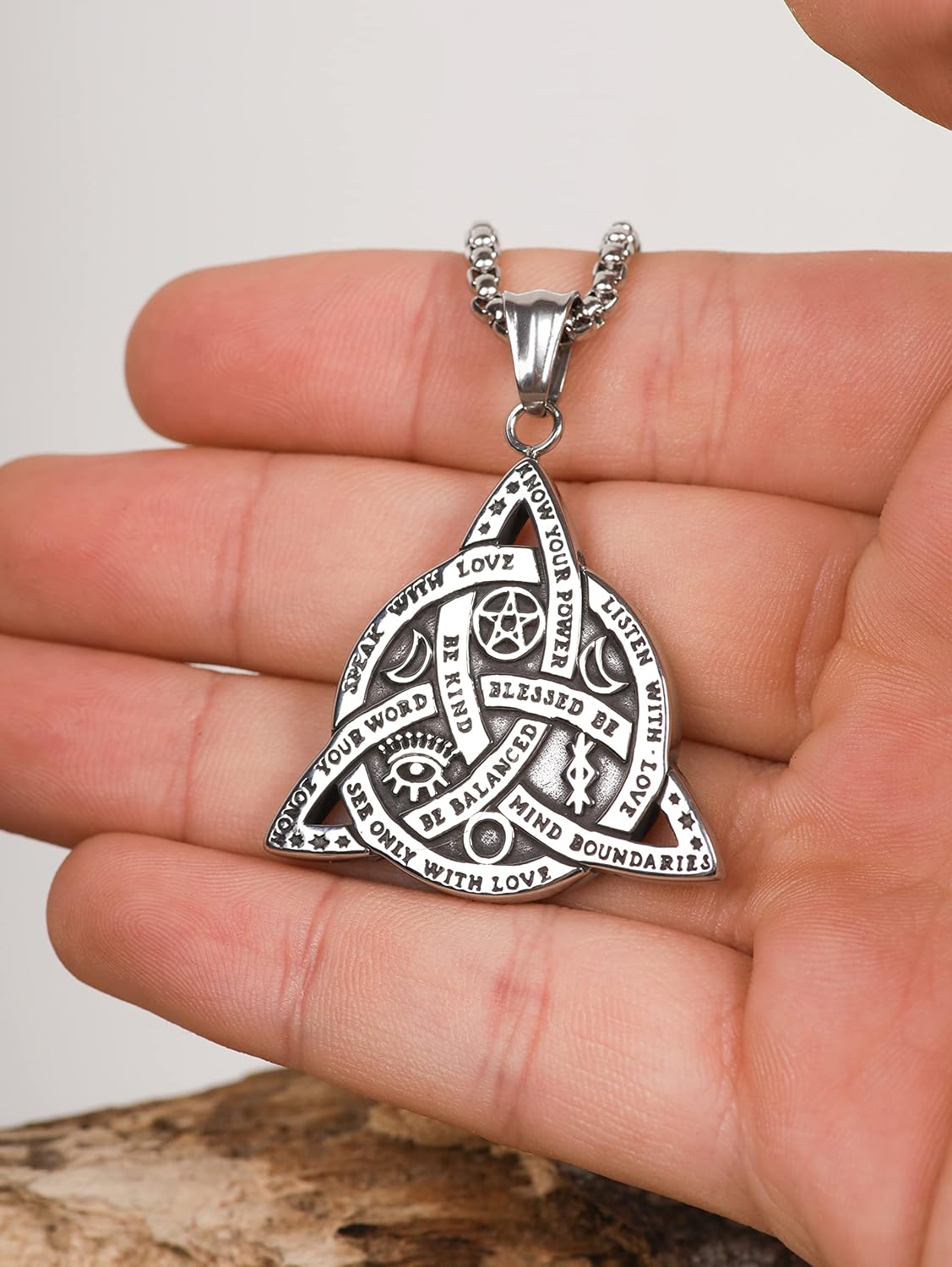 HAQUIL Triquetra Necklace, Celtic Knot Triquetra Pendant, Celtic Jewelry Gift for Men and Women - Image 4