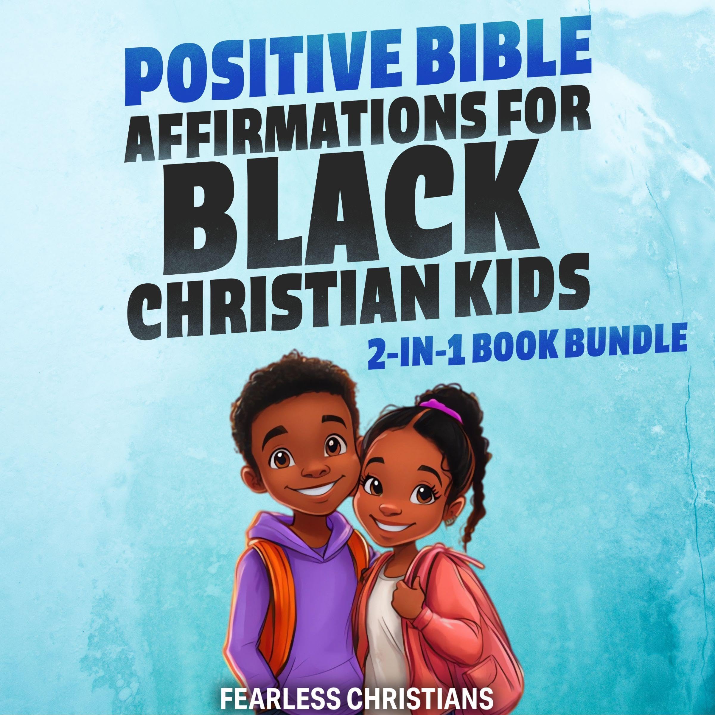 Cover art for Positive Bible Affirmations for Black Christian Kids 2 in 1 Book Bundle