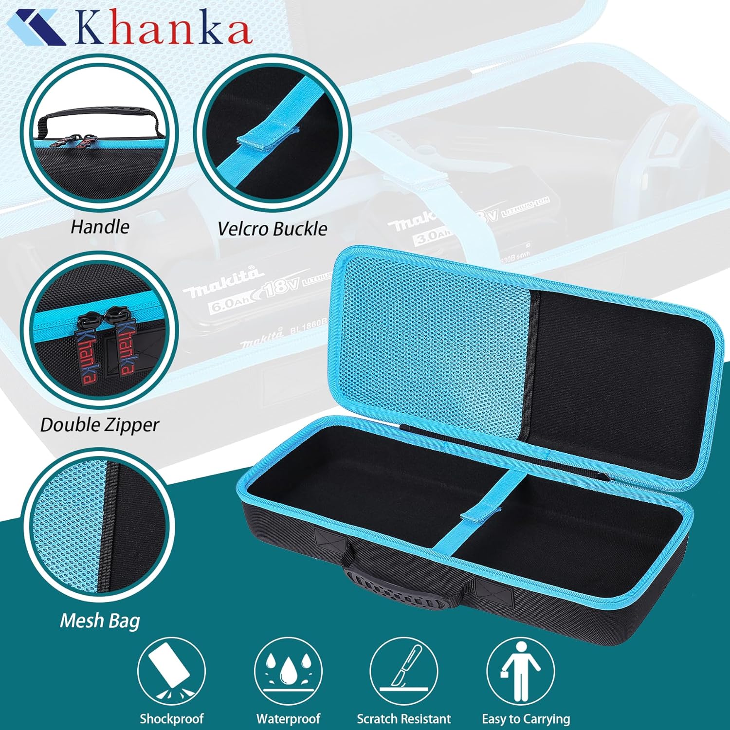 Khanka Hard Tool Case replacement for Makita XRJ01Z / XRJ08Z 18-Volt LXT Lithium-Ion Cordless Compact Reciprocating Saw(Case Only)