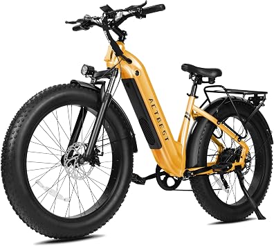 ACTBEST Ranger 2.0 26 * 4.0 Fat Tire Electric Bike for Adults, Up to 60 Miles Range, Peak 1500W Brushless Motor Ebike with 48V 15.6AH Built-in Battery Step-Thru 48V 15.6AH, Yellow