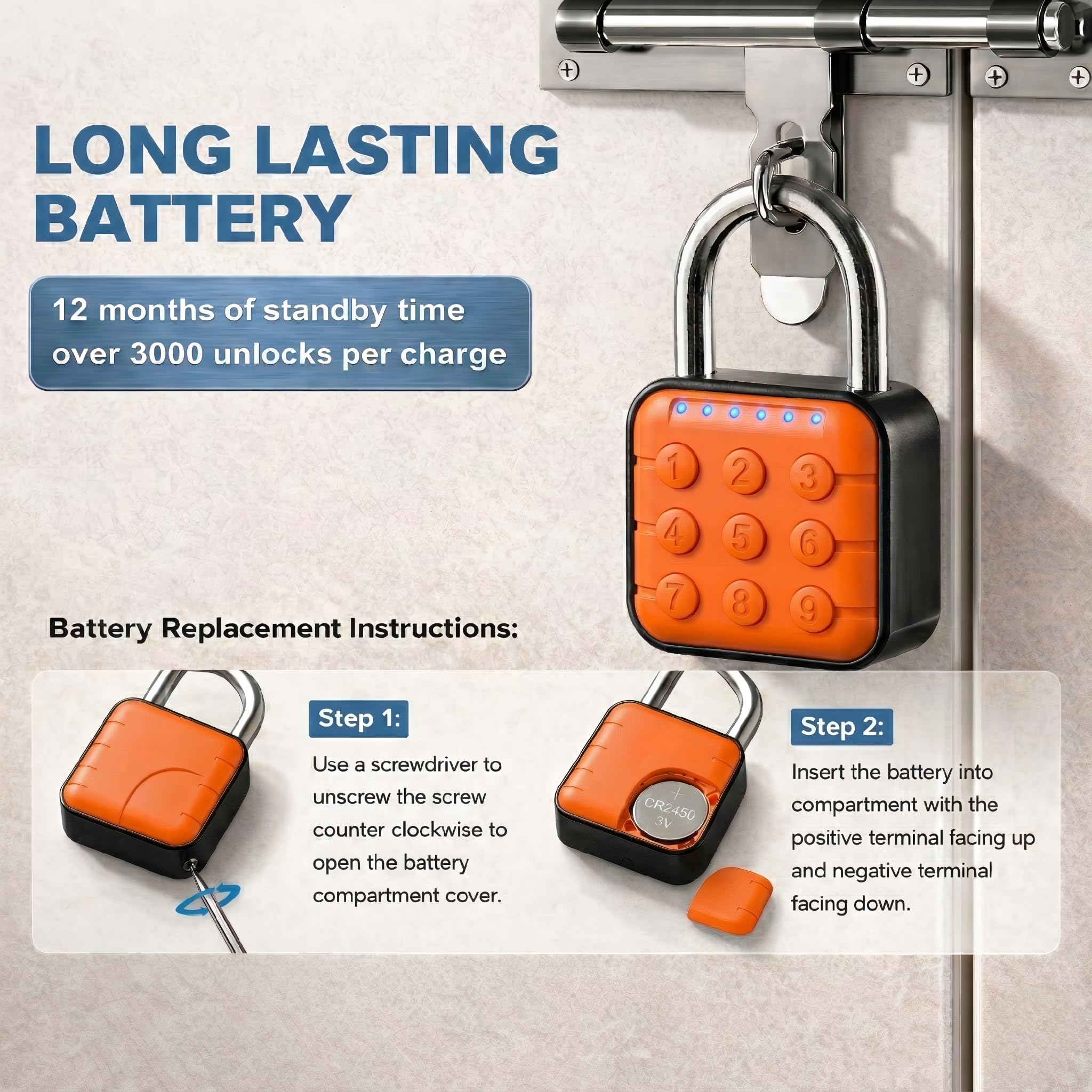 Candado de combinación, paquete de 2 candados de combinación con código de 6 dígitos, candado digital con entrada sin llave, cerradura de aleación de zinc impermeable IP67 para taquilla