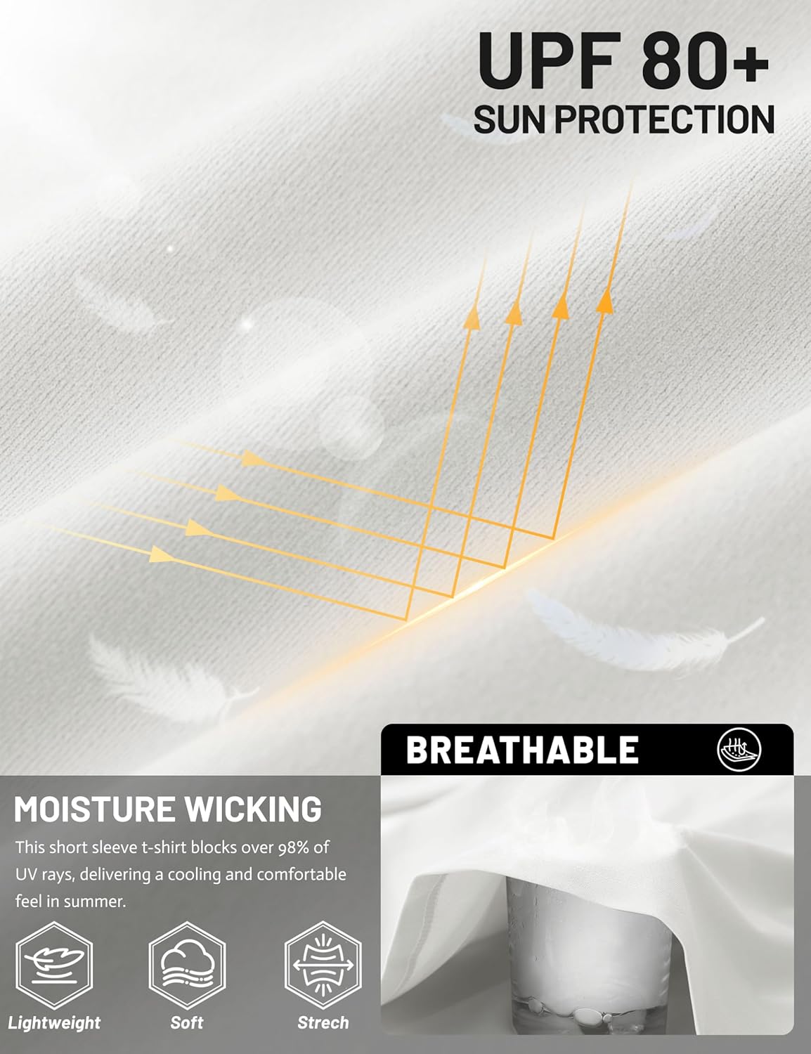 TACVASEN Men's T-Shirts Short Sleeve UPF 80+ Moisture Wicking Sun Protection Shirts Casual Crewneck Lightweight Classic Tee - Image 5