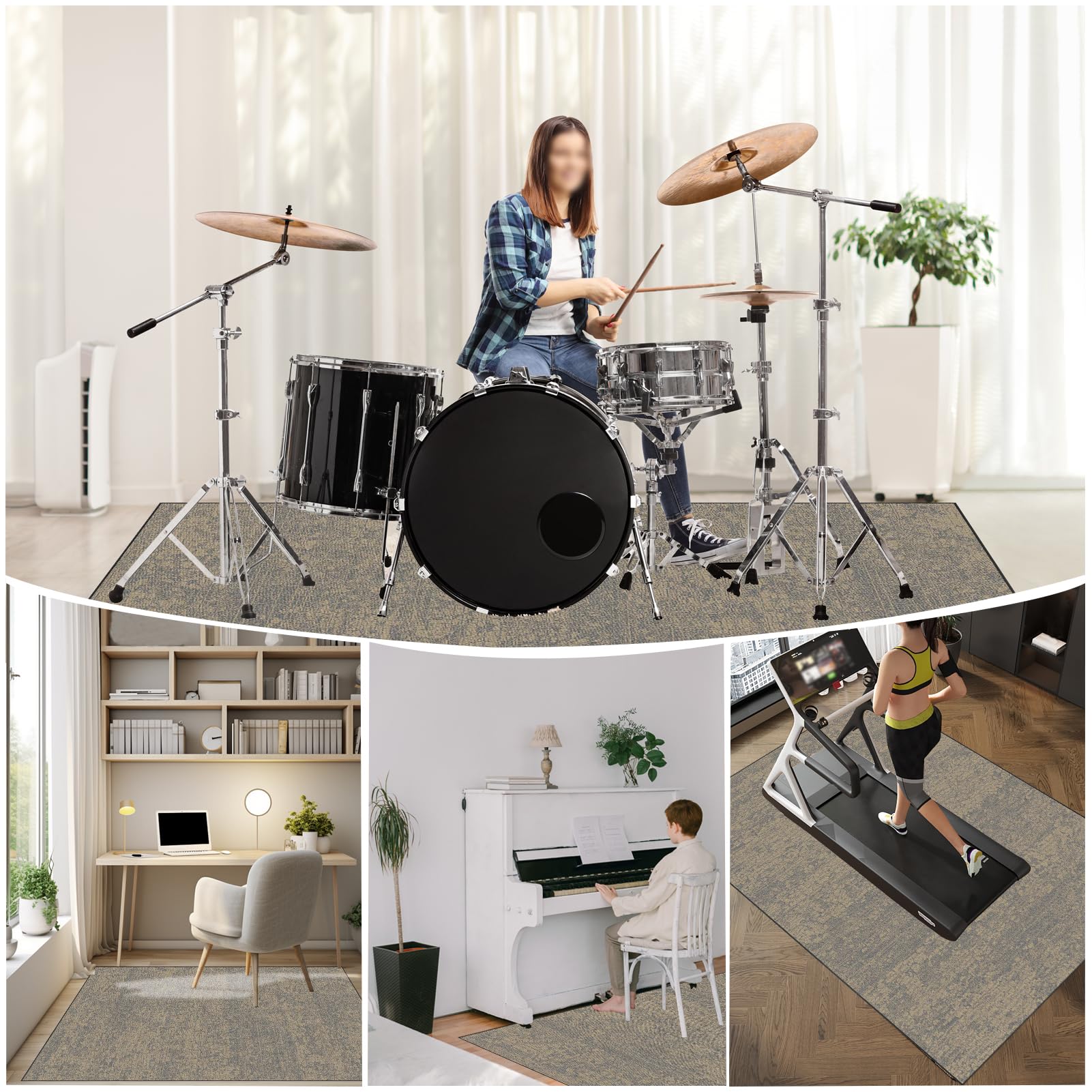 Tappetino per Batteria Elettronica, Tappeto Professionale per Batteria e Strumenti a Percussione Elettronici, Tamburo Rullante, Tappeto Drum Carpet Tappeto a Tamburo per Grancassa 300 x 200 cm