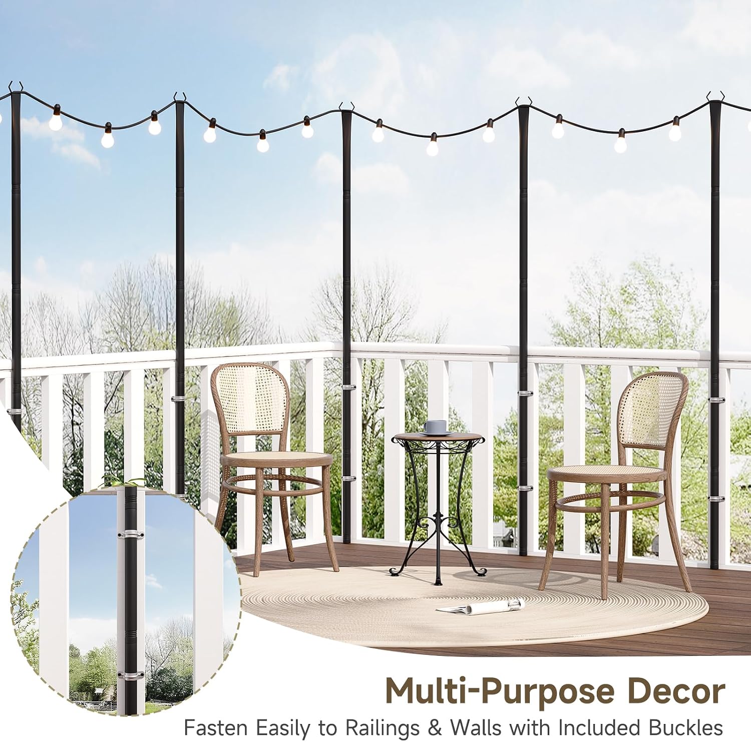 Poles for Outdoor String Lights,Metal Light Poles for Outside(4 Pack)