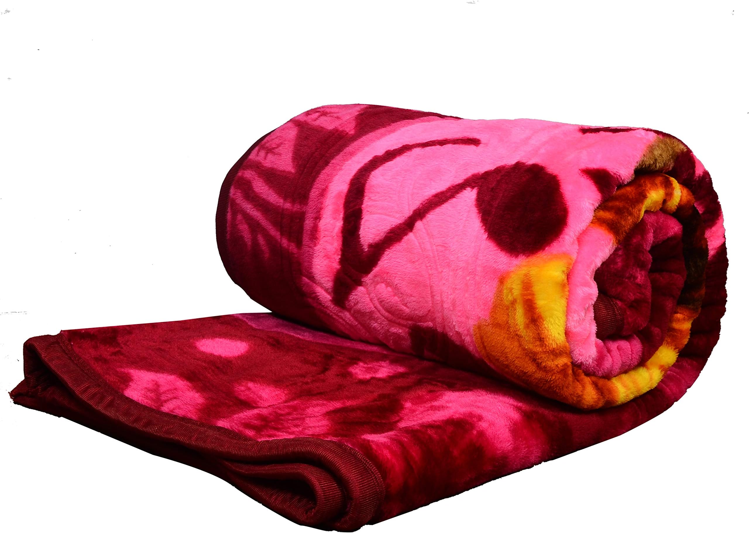 JN Textiles Printed Luxurious Fleece Mink Blankets for Double Bed, (90''x 100'') Colour- Mix Pink