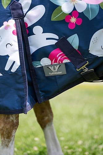 Miniatura 5 de Tuffrider Cuello estándar 1200D Pony Turnout Manta Peso Medio 200 GMS Impresión de dos tonos - Conejo y Royal