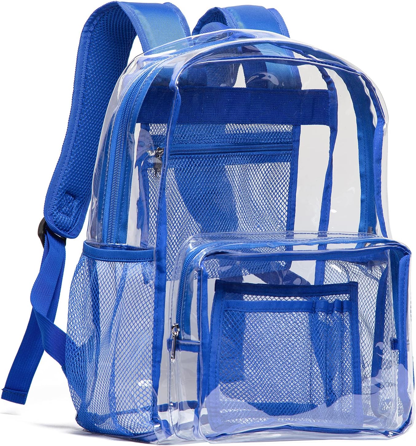 Clear Backpack Heavy Duty PVC Transparent Backpack with Reinforced Strap for College Workplace, Blue, one-size