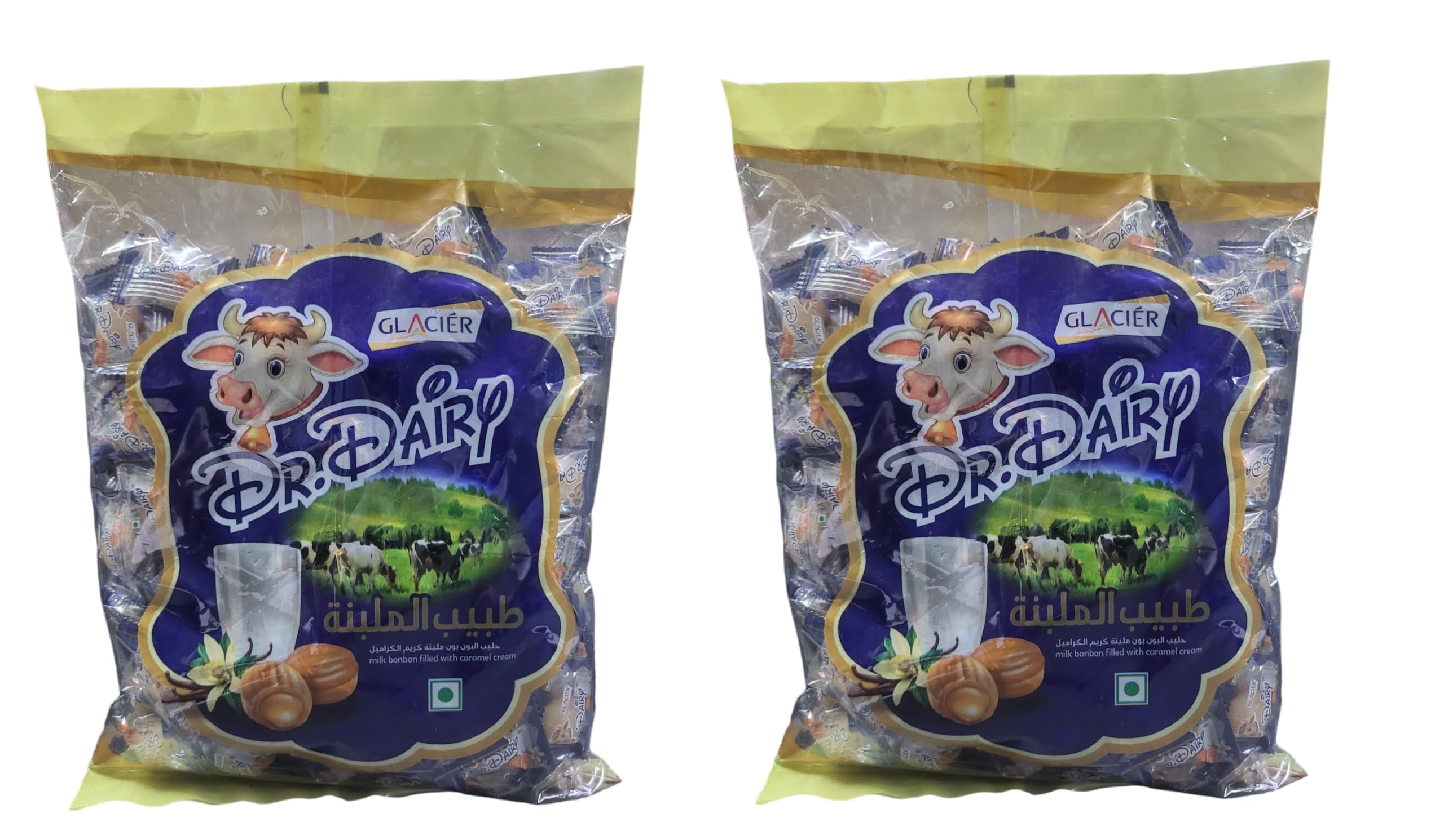 Glacier Dr Dairy Candy | Milk Bon Bon Filled with Caramel Cream | 150 pcs Delicious Candies in Each | Pack of 2