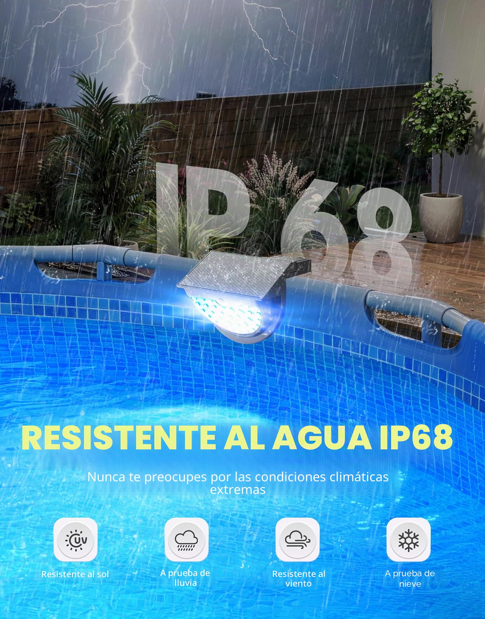 DeeprBetter 2026 Actualizado Luces Piscina Solares, Luz Solar Piscina RGB Multicolor, IP68 Impermeable Luces LED Piscinas sin Instalacion con 10 Modos de Iluminación, Luces Piscinas Desmontable Jardín