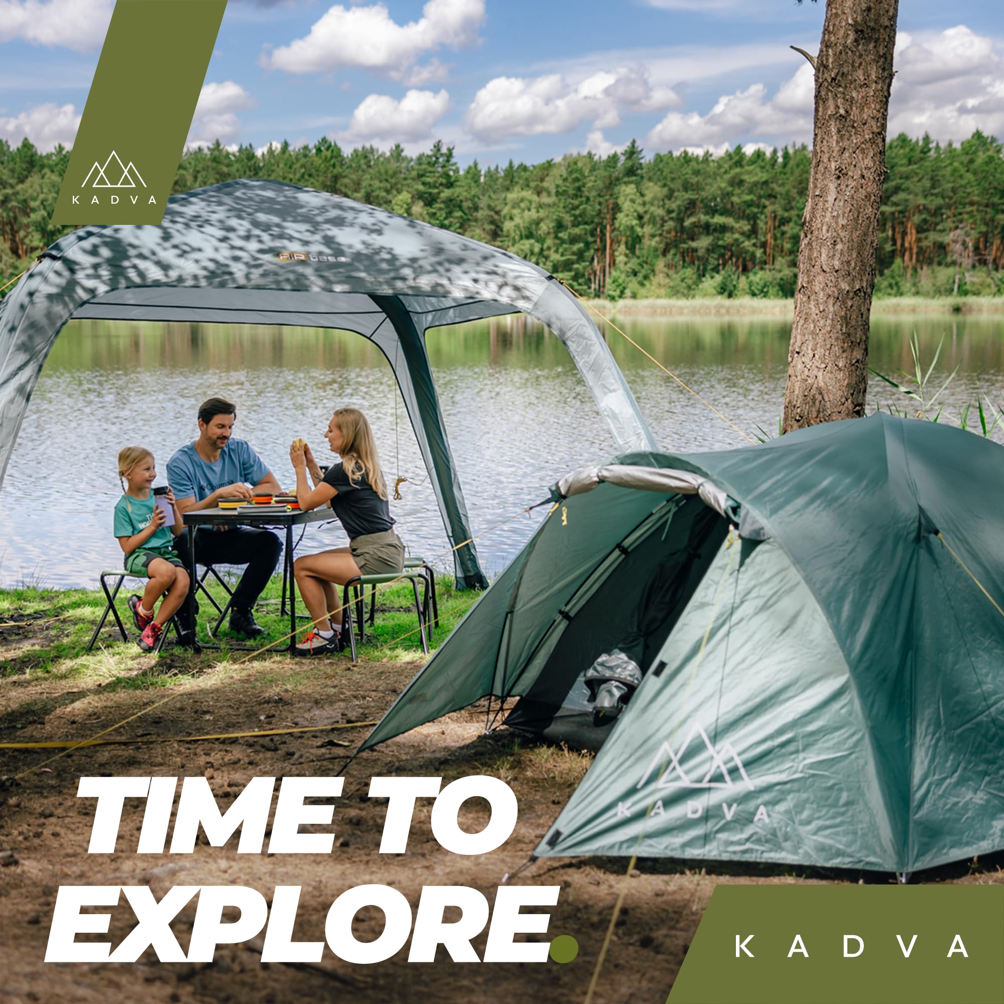 KADVA CAMPTable Camping Tisch Stuhl Set Hochwertige Verarbeitung Bequem für große Gruppen von Menschen Set aus Tisch 4 Stühlen und Abdeckung Ideal für Camping Kompakte Größe Farbe Grau