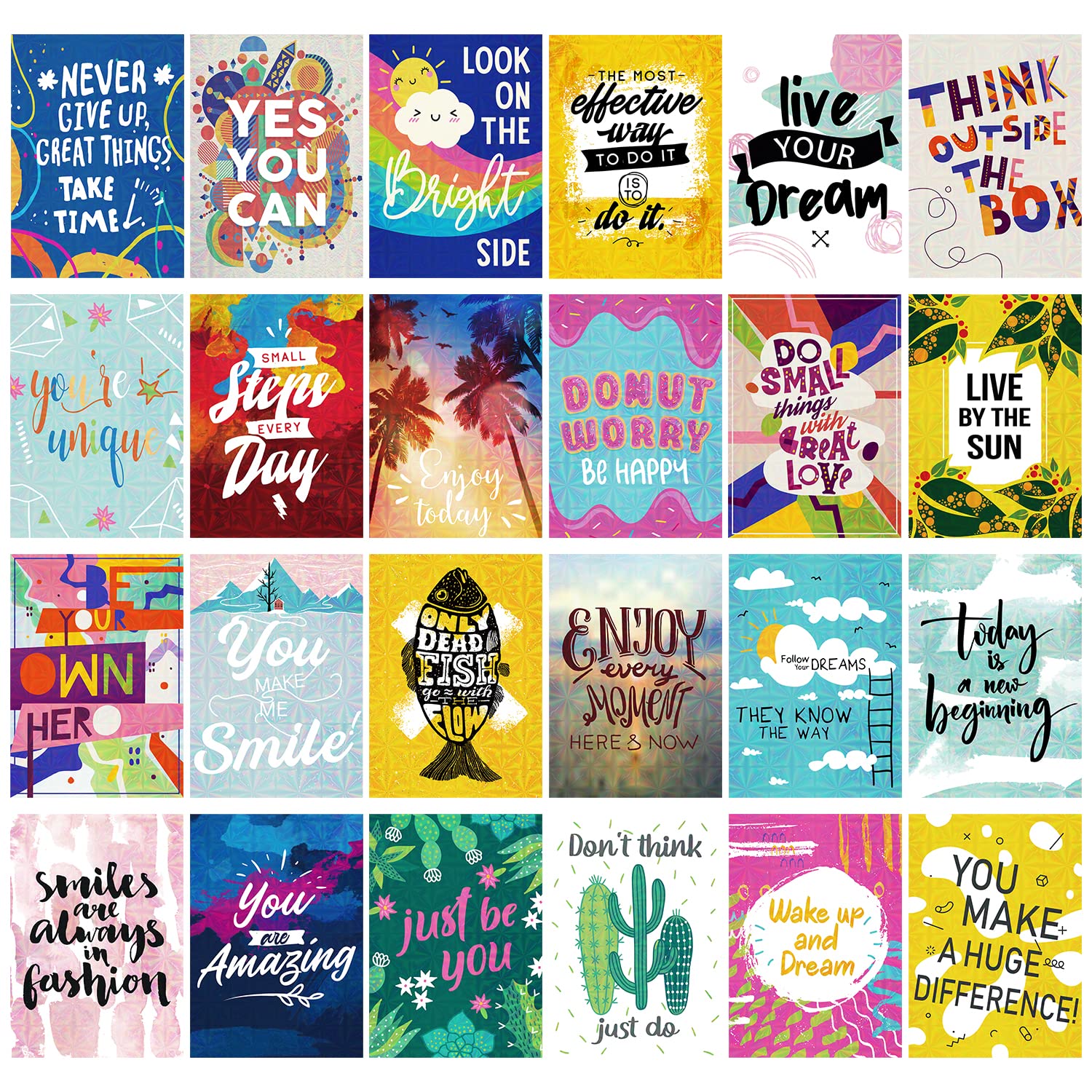 Buy DEEPLAY Inspirational Card Box Set with Envelope 24 Pack, Blank Motivational Greeting Cards