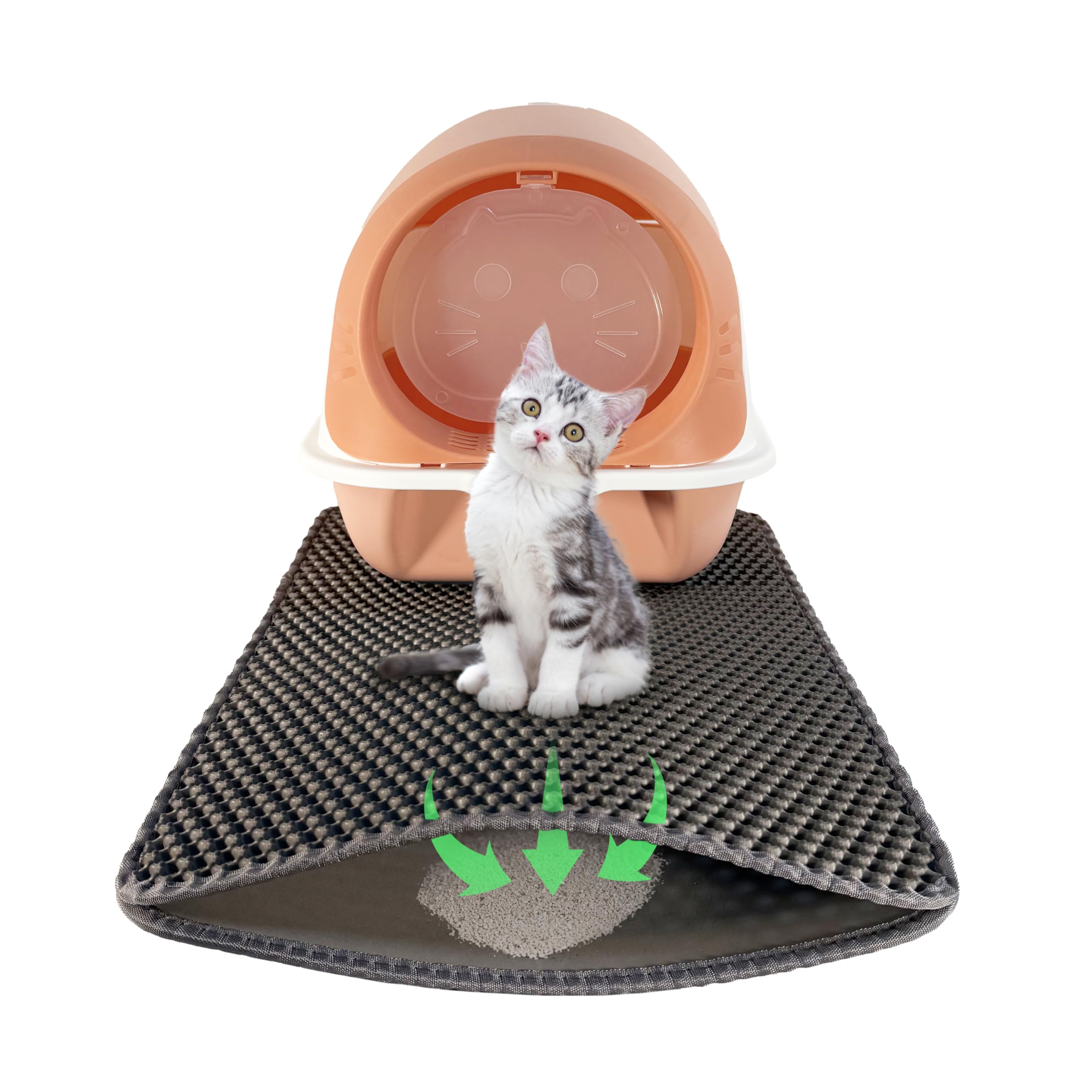 LINUMA® Katzenklo Matte 60x40 cm Grau, Katzenstreu Matte, Katzenmatte, Unterleger für Katzenklo, Katzenstreumatte, Decken & Möbel für Katzen