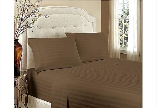 Miniatura 8 de Home Design 1800 Series juegos de sábanas de hotel, a rayas, de lujo, Microfibra, Dorado, King