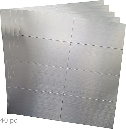 Miniatura 34 de Paquete de 30 paneles de 12 x 4 pulgadas de aluminio cepillado para loseta en muro de azulejos de acero inoxidable