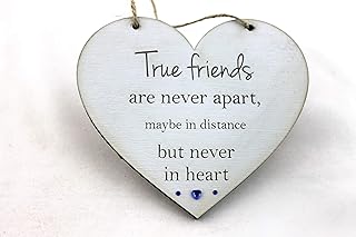 MadeAt94 Grey Wooden Heart Sign True Friends Never Be Apart Wall Home Decoration Gifts for Christmas