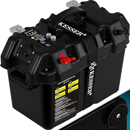 KESSER® Batteriebox für Bootsmotor Elektromotor Schlauchboot Aussenboarder Wohnmobil, Batteriekasten Boote