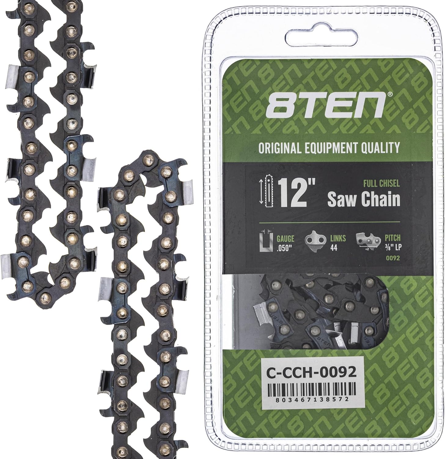 8TEN 12" Chainsaw Guide Bar & Chain .050 3/8LP 44DL for Stihl 021 017 018 210 MTD Alpina Oleo Mac 36360050044