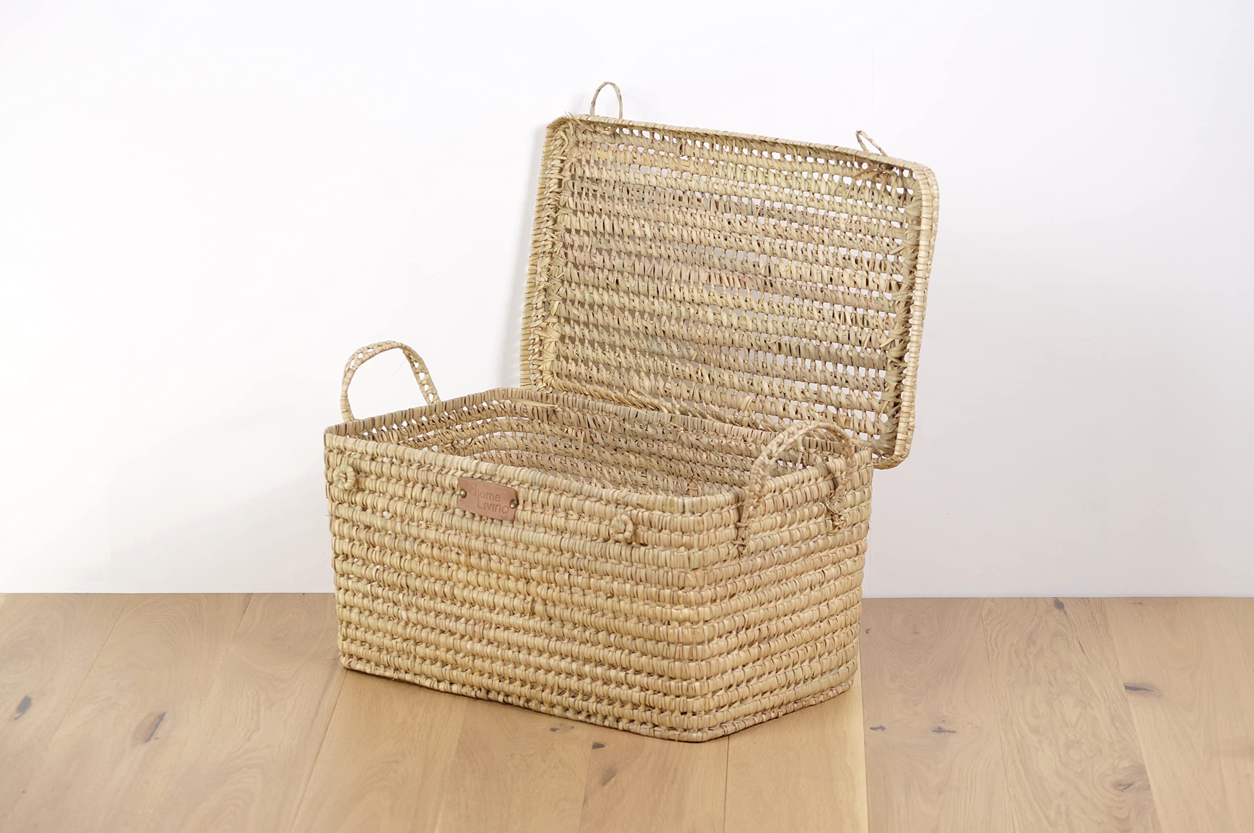 Coffre de rangement en osier naturel tressé 60cm, avec couvercle de fermeture, idéal rangement à jouets, Malle à Jouets, Idéal Enfants et Bébé, Artisanal
