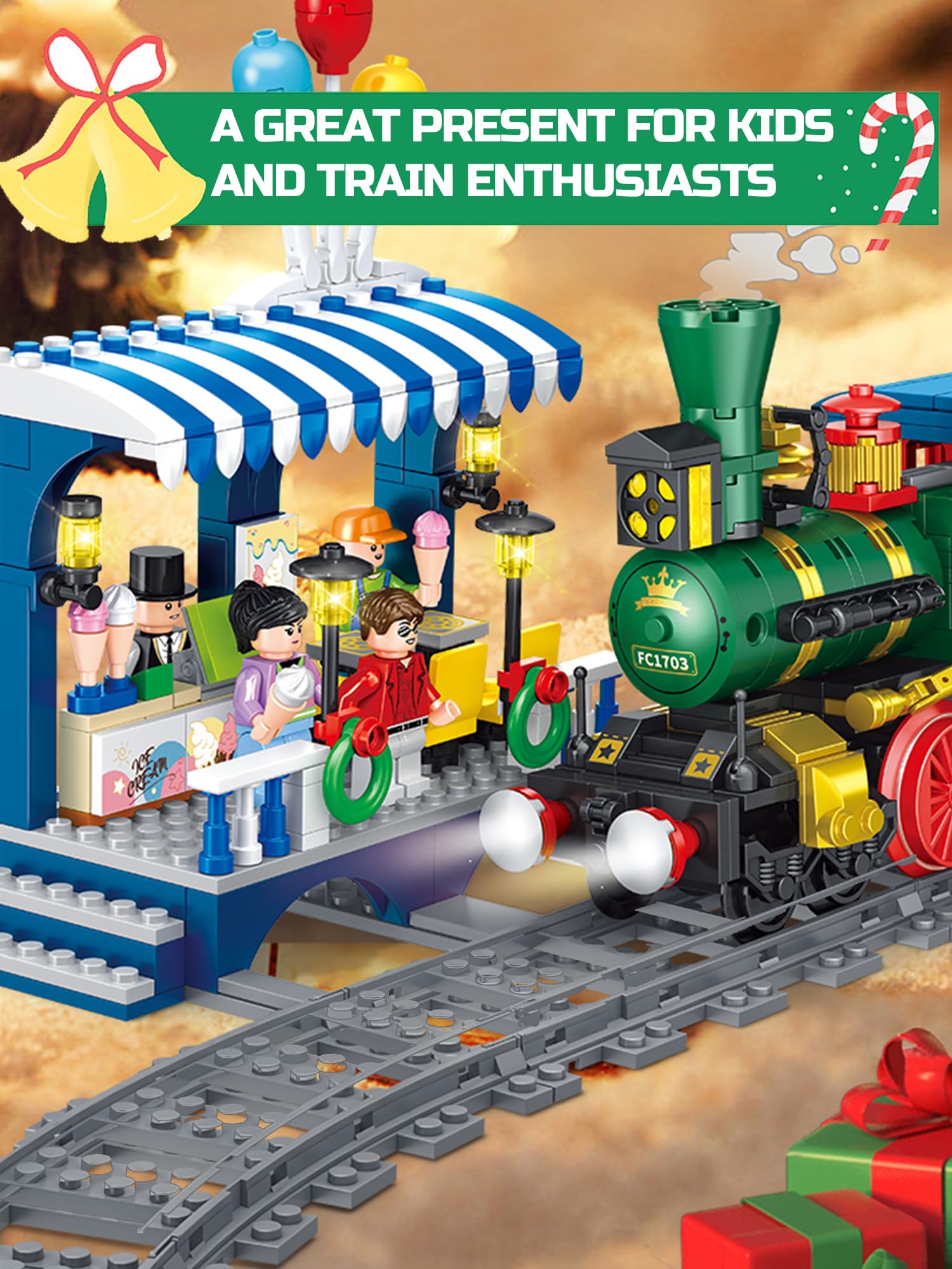 City Train Set de Train Urbain pour Train, Ville - Kit d'extension de Rails compatibles avec Le Leader du marché - Railway Rails pour Filles et garçons (54 PCS)